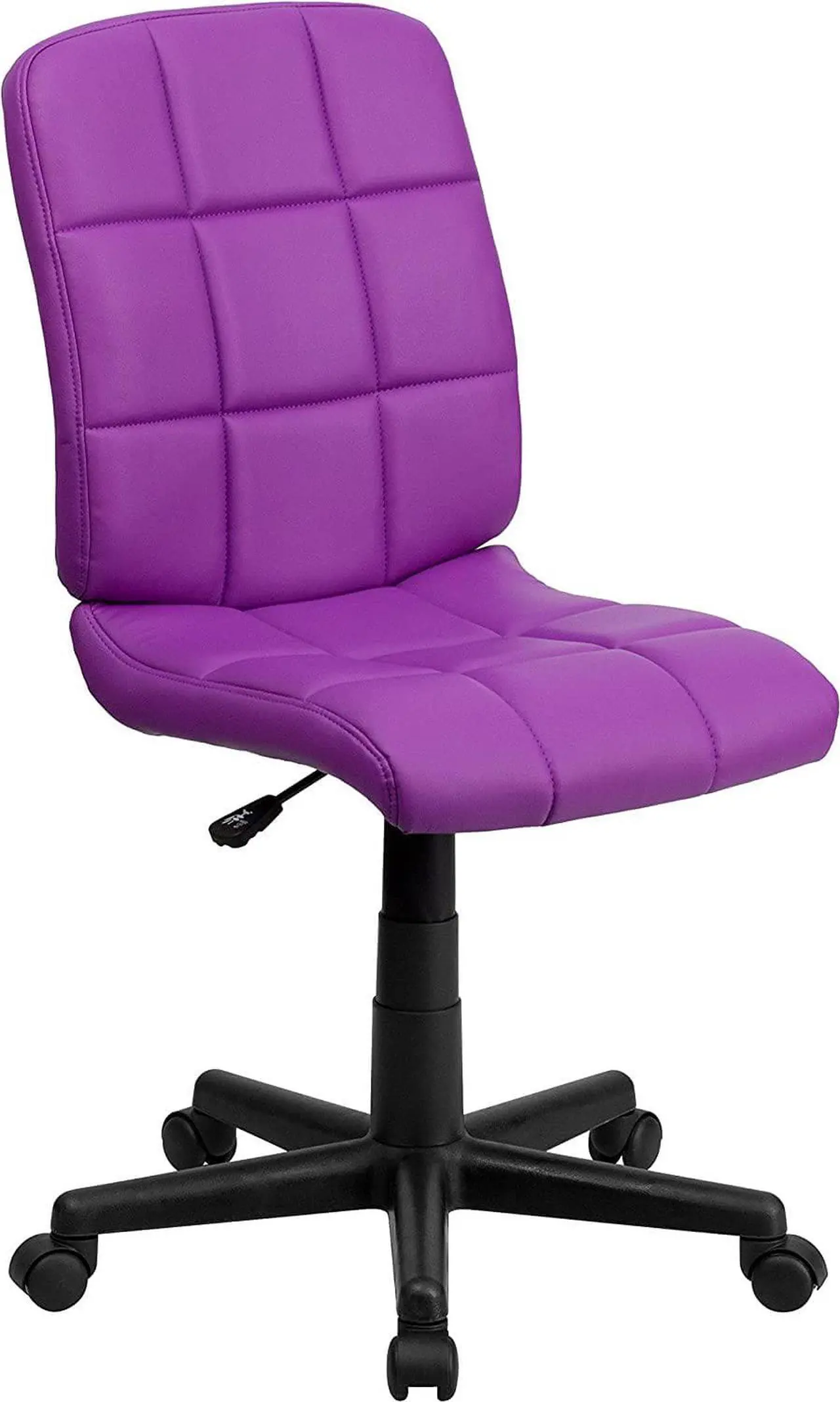 Alt view image 3 of 7 - BizChair Mid-Back Purple Quilted Vinyl Swivel Task Office Chair