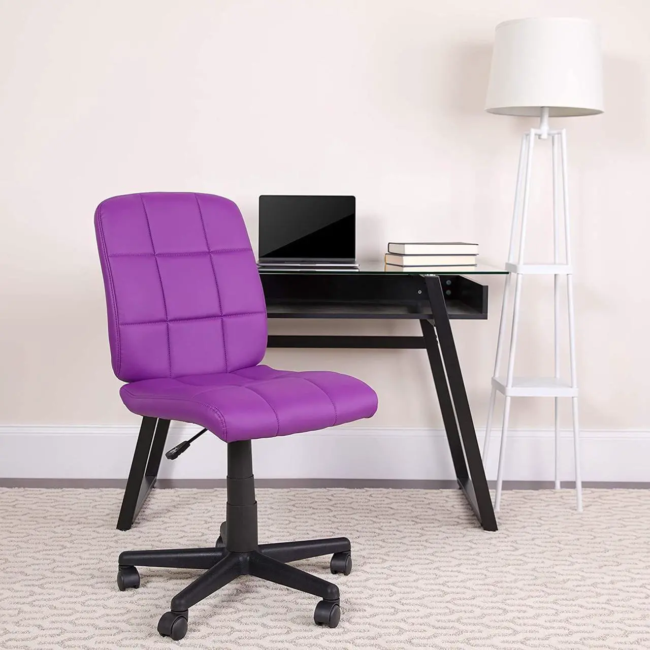Main image of BizChair Mid-Back Purple Quilted Vinyl Swivel Task Office Chair