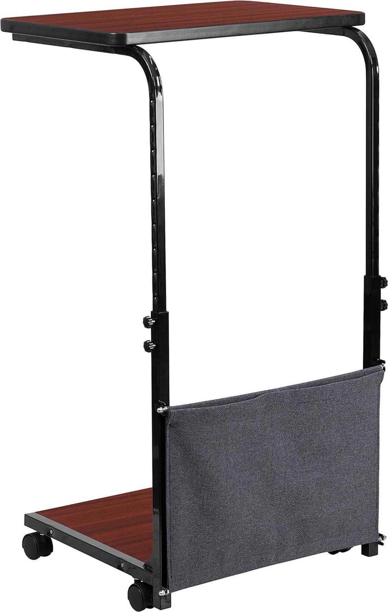 Alt view image 2 of 4 - Flash Furniture Charger Mobile Sit-Down, Stand-Up Mahogany Computer Ergonomic Desk with Removable Pouch (Adjustable Range 27'' - 46.5'')