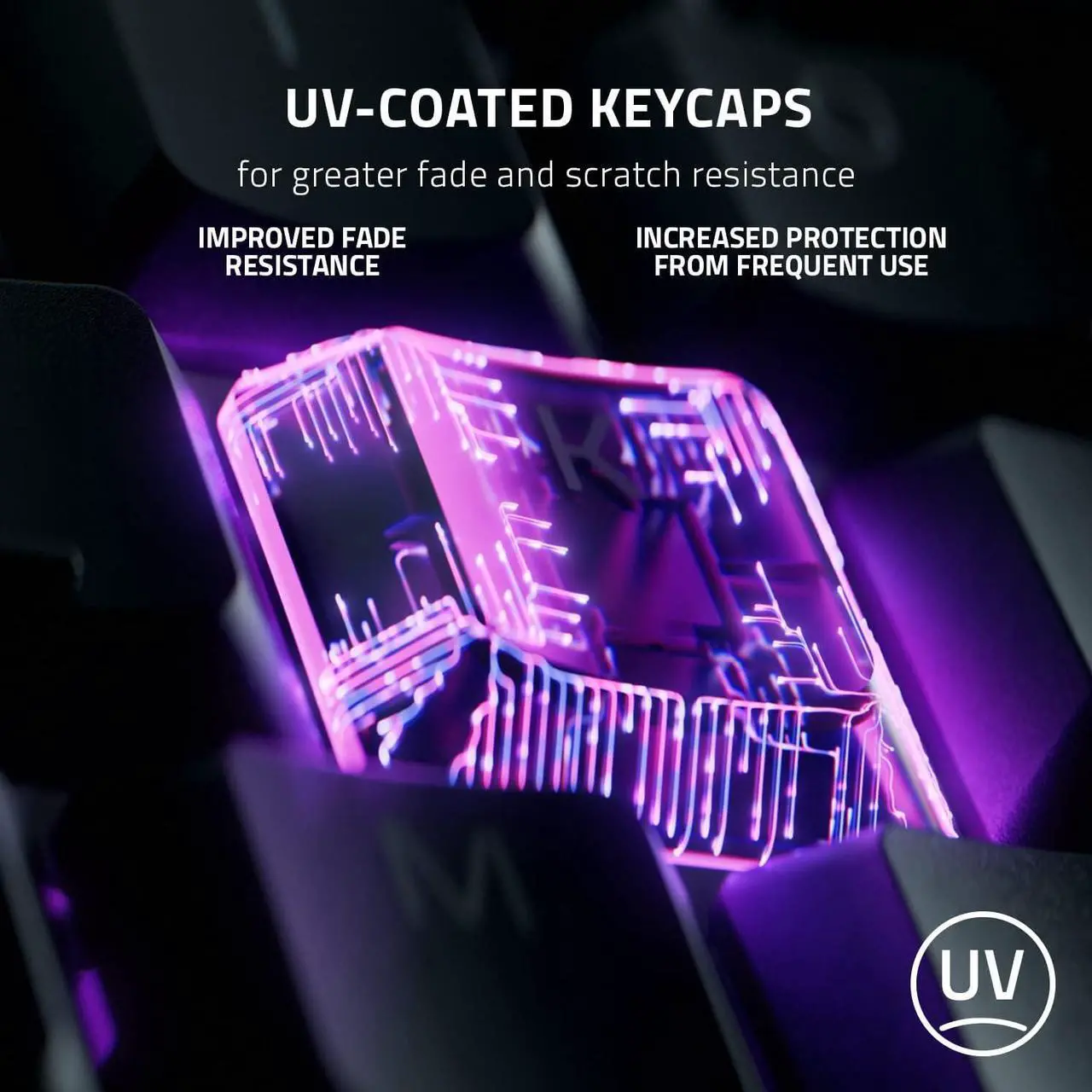 Alt view image 4 of 7 - V3 Gaming Keyboard: Low Profile Keys - Mecha Membrane Switches - UV Coated Keycaps - Backlit Media Keys - 10 Zone RGB Lighting - Spill Resistant - Magnetic Wrist Wrest Snap Tap