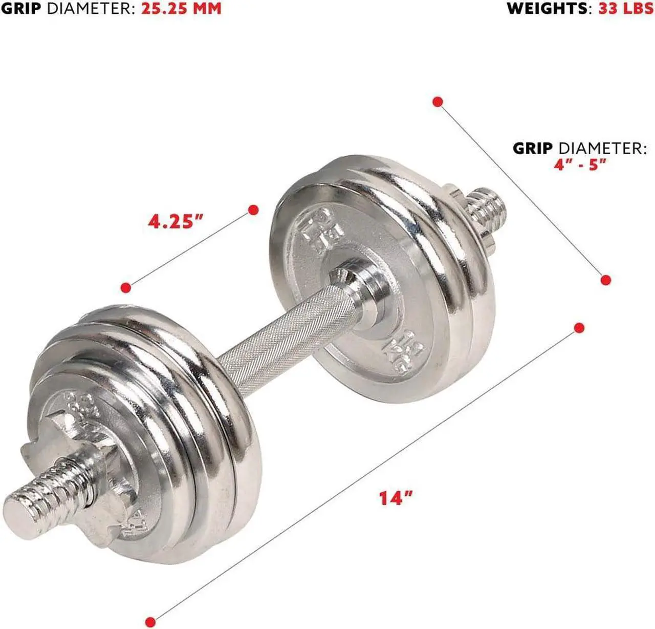 Alt view image 4 of 7 - Sunny Health & Fitness 33lb Chrome Dumbbell Set w/ Carry Case - NO. 014