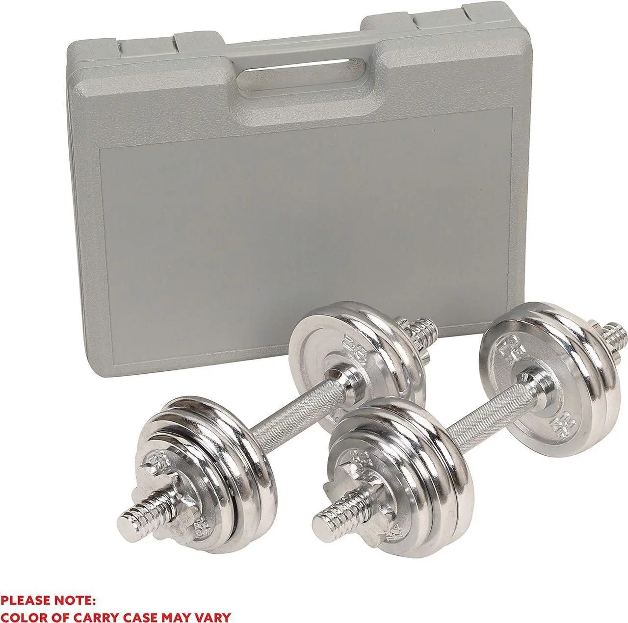Alt view image 6 of 7 - Sunny Health & Fitness 33lb Chrome Dumbbell Set w/ Carry Case - NO. 014