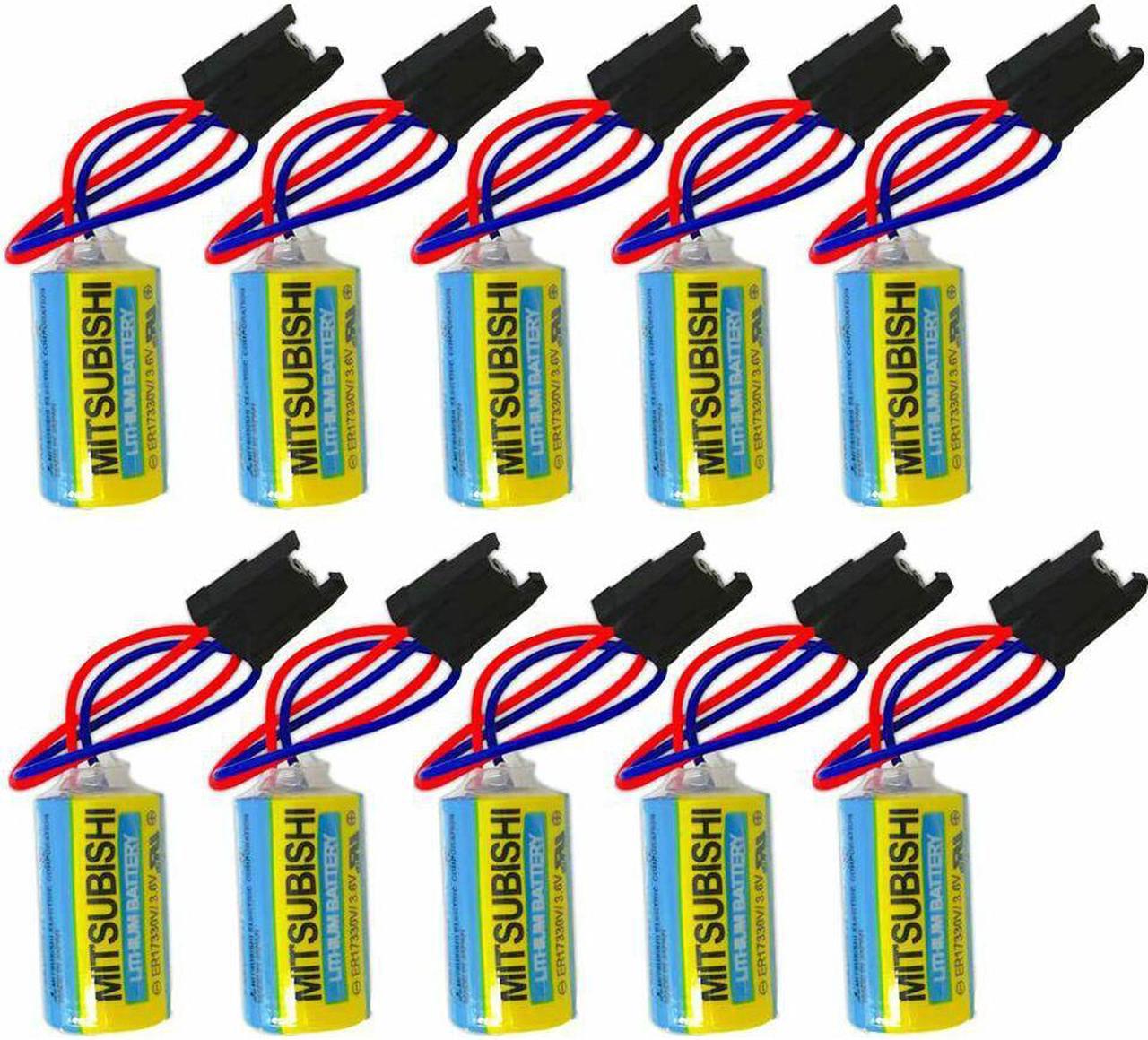 (10-Pack)MR-BAT ER17330V 3.6V 1700mAh PLC Replacement Battery with Plug Non-Rechargeable for A6BAT FANUC CNC System Power