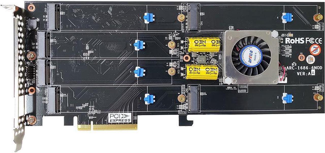 Main image of Areca ARC-1686-6NOD Tri-Mode Gen 4 PCIe Hardware RAID Adapter With 6 Bay M.2 NVMe Connector