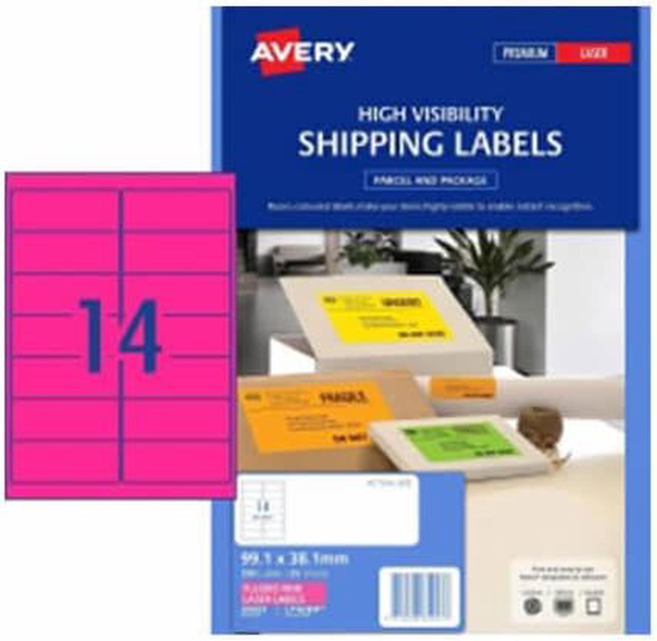 Avery High Visibility Shipping Label 25pk 14/sheet - Pink