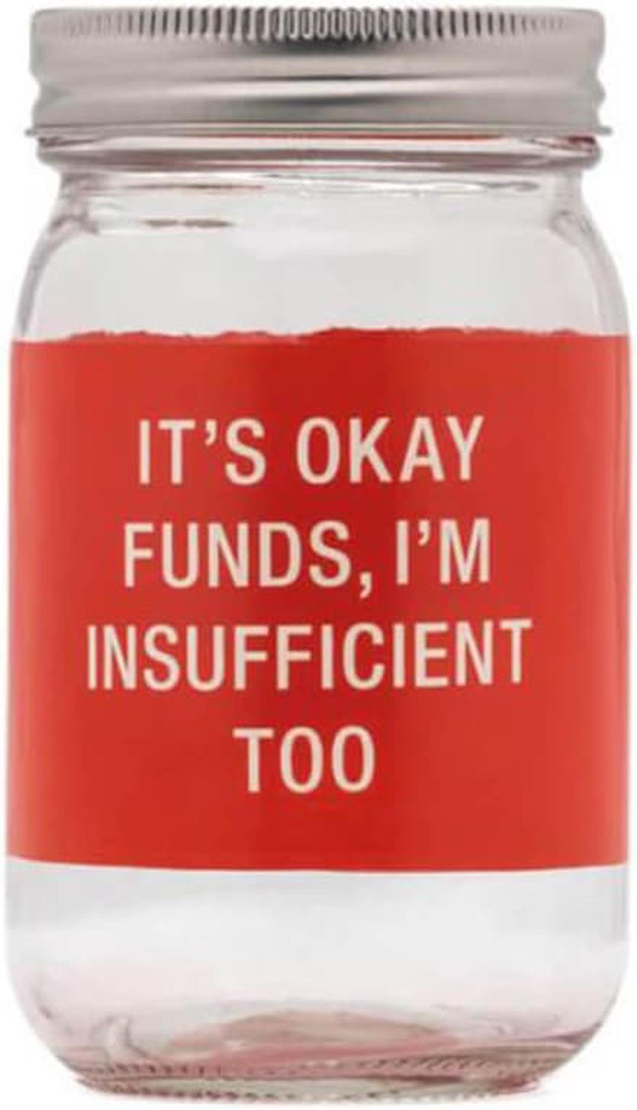 Main image of Say What Insufficient Glass Jar Money Bank (Red)