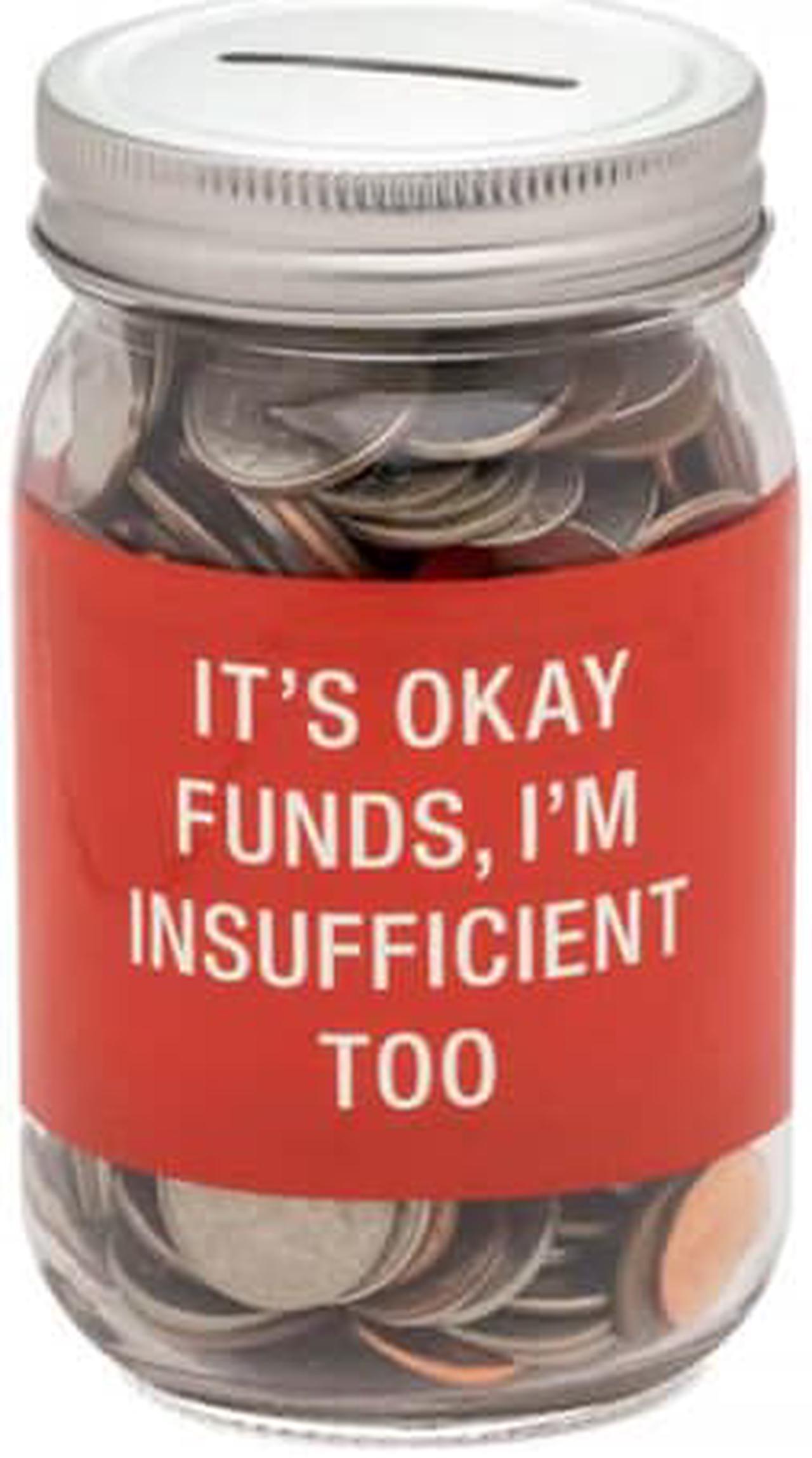 Alt view image 2 of 2 - Say What Insufficient Glass Jar Money Bank (Red)