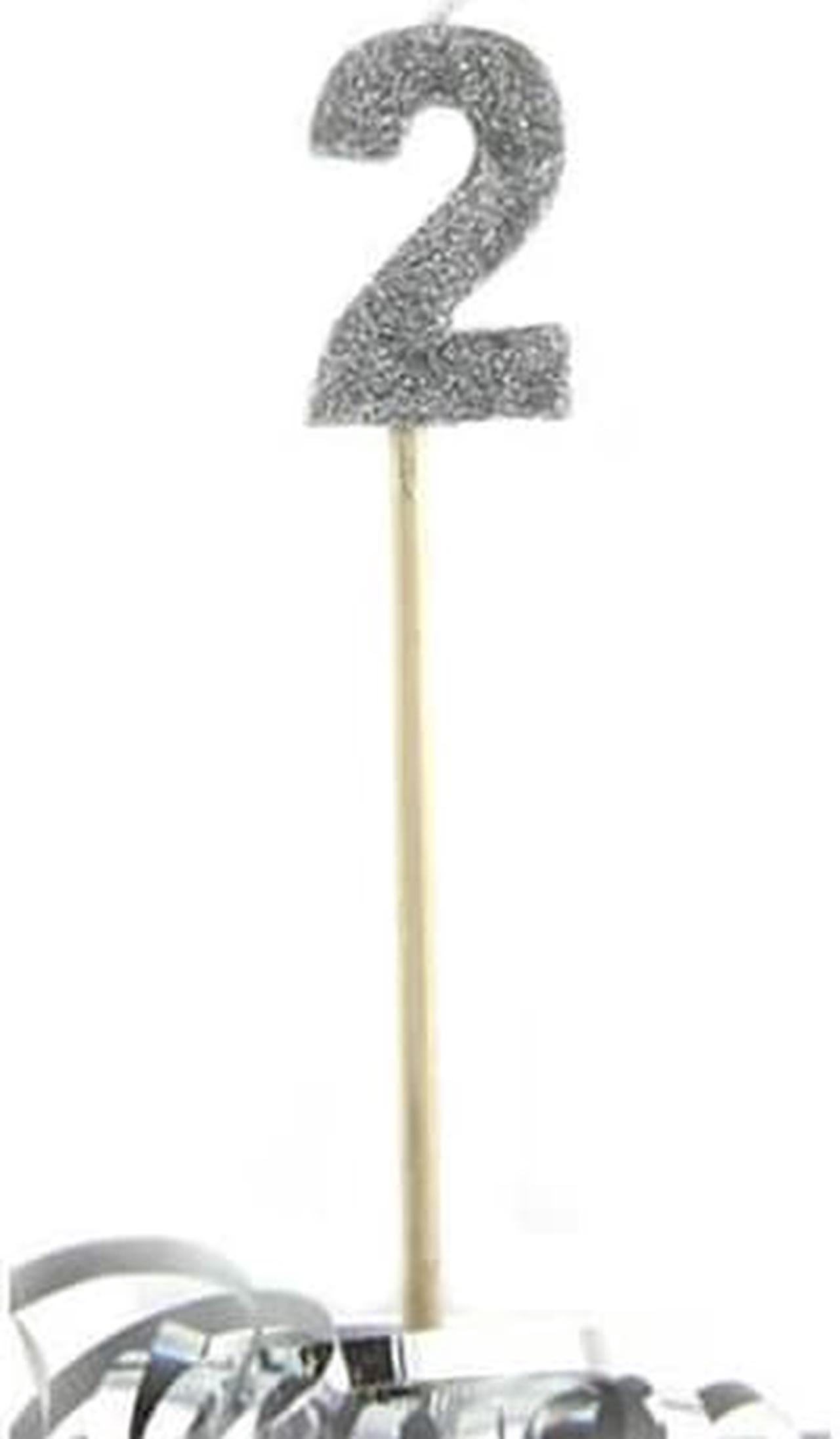 Alpen Glitter Long Stick Candle (Silver) - 2