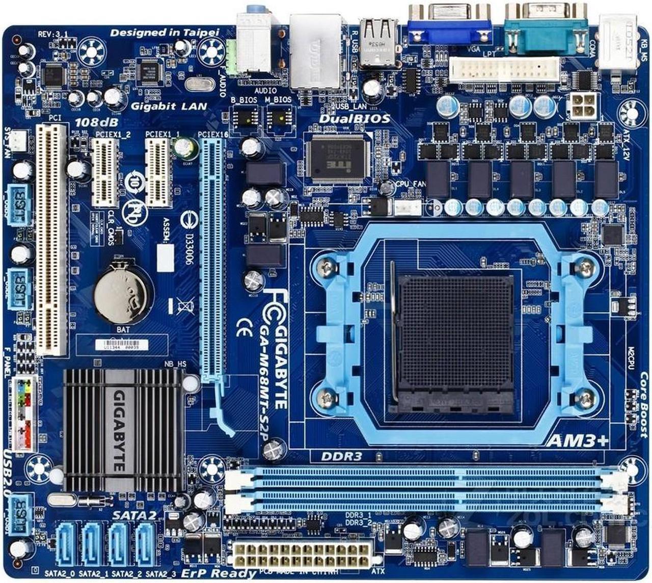 Main image of GIGABYTE GA-M68MT-S2P(rev.3.1) Socket AM3+ NVIDIA GeForce 7025/nForce 630a DDR3 8GB Micro ATX