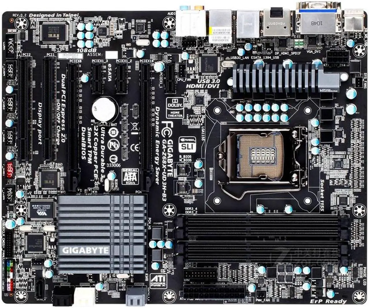 Main image of GIGABYTE GA-Z68X-UD3H-B3 LGA 1155 Intel Z68 DDR3 32GB ATX