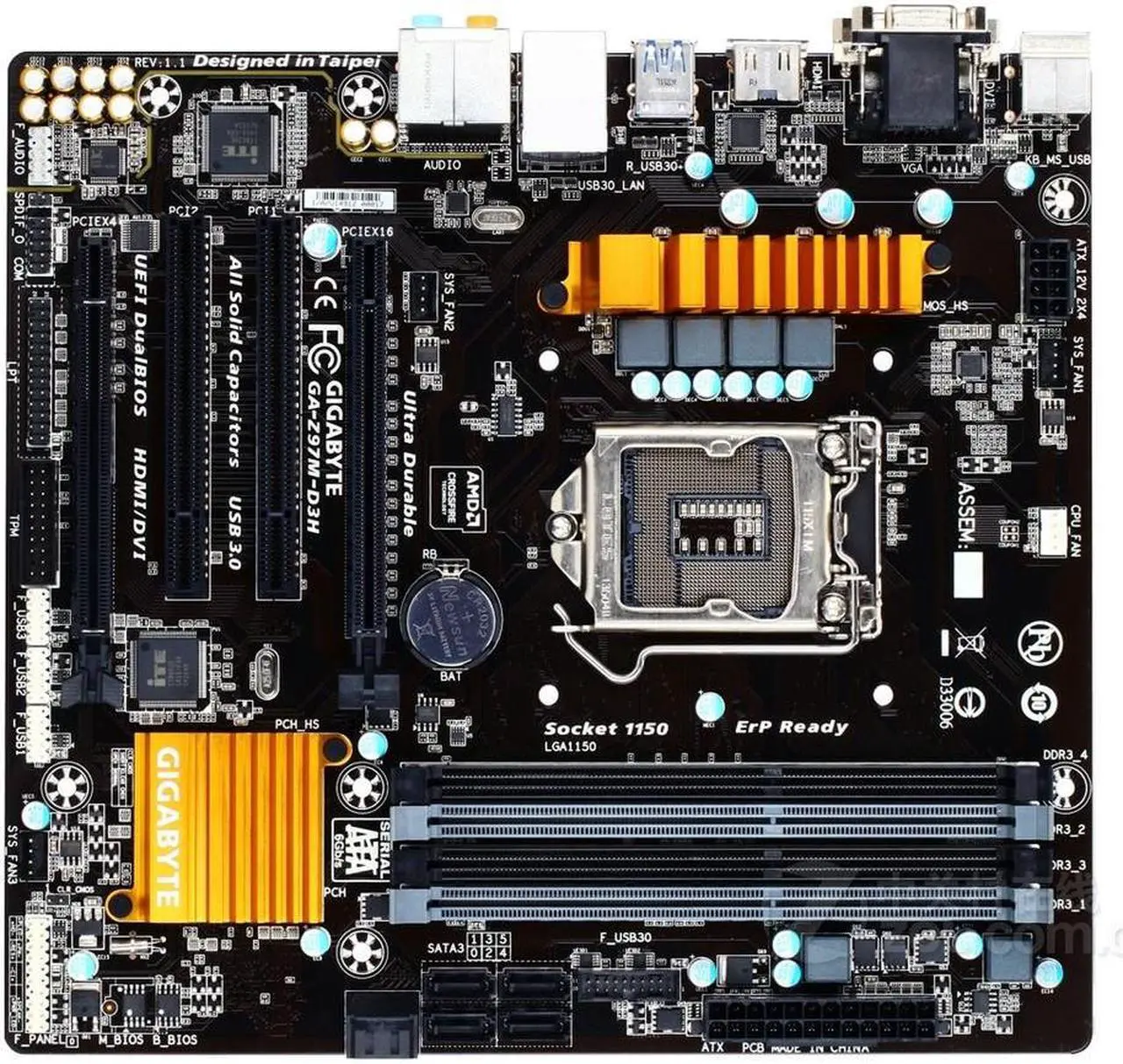 Main image of GIGABYTE Z97M-D3H(rev.1.1) LGA 1150 Intel Z97 DDR3 32GB Micro ATX