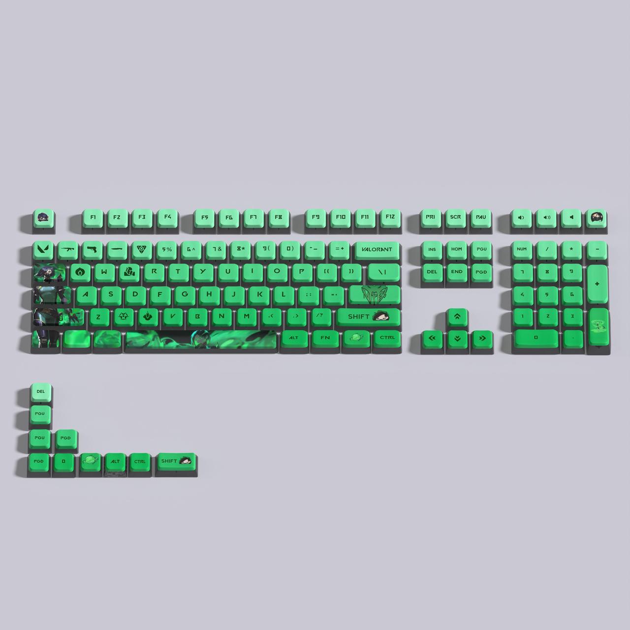 Alt view image 2 of 5 - ROAXRJ VALORANT Themed Keycaps Viper Black translucent on all sides PBT heat-sublimation keycaps 119 keys ASA high degree