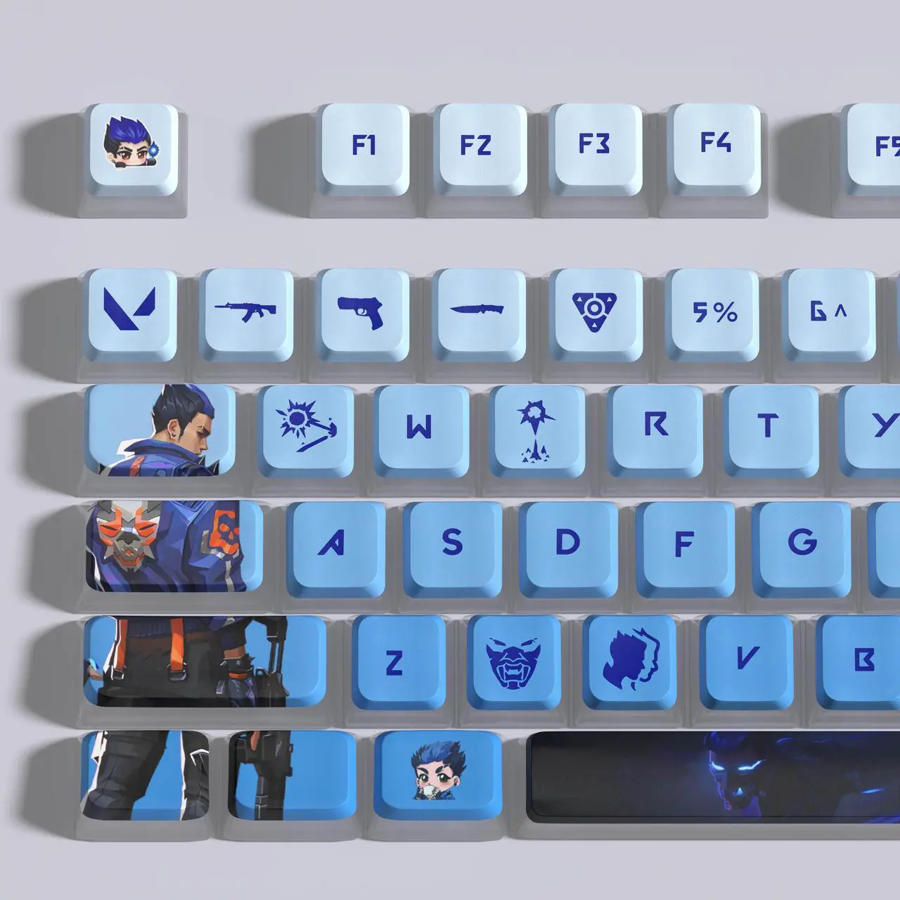 Alt view image 3 of 5 - VALORANT Themed Keycaps Yoru White translucent on all sides PBT heat-sublimation keycaps 119 keys ASA high degree