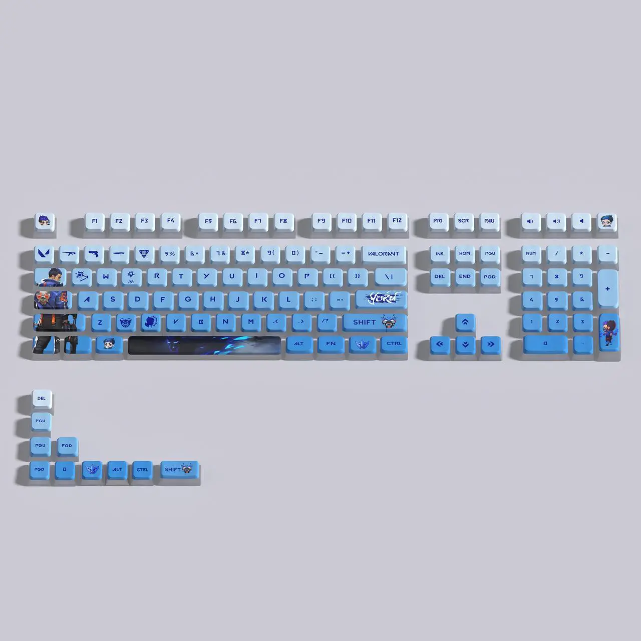 Alt view image 2 of 5 - VALORANT Themed Keycaps Yoru White translucent on all sides PBT heat-sublimation keycaps 119 keys ASA high degree