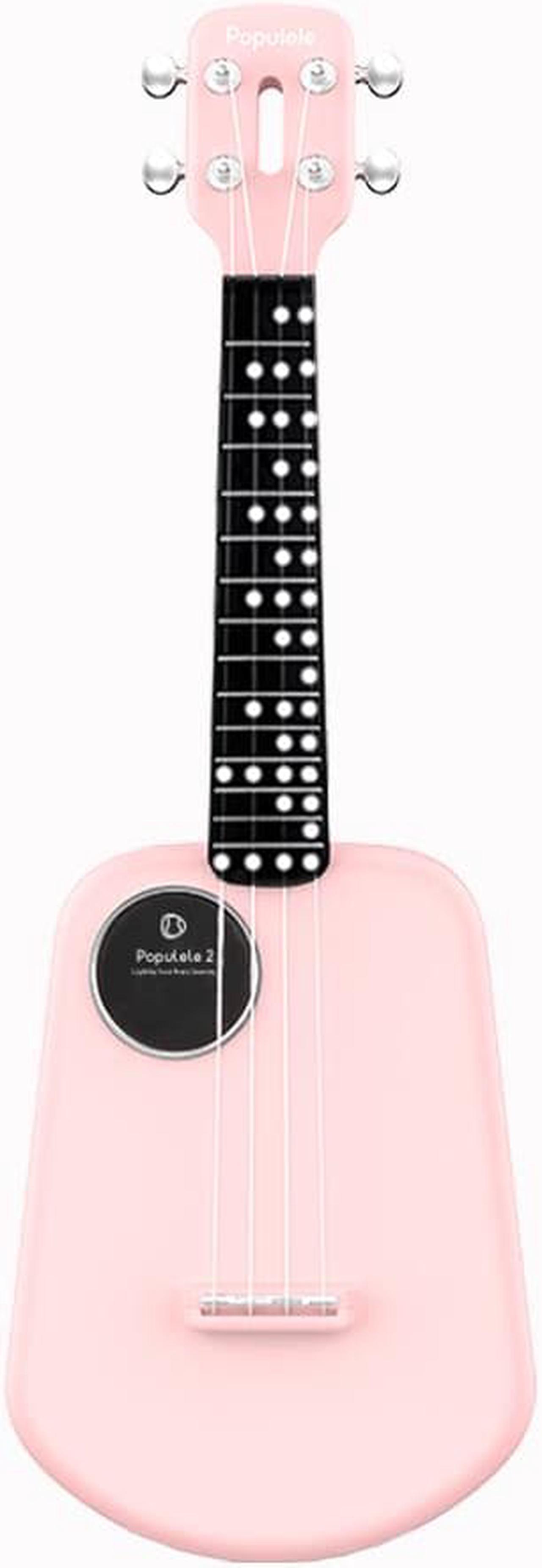 Populele 2 23 Inch Carbon Fiber USB Smart Ukulele APP Control With Led Lamp Beads Pink