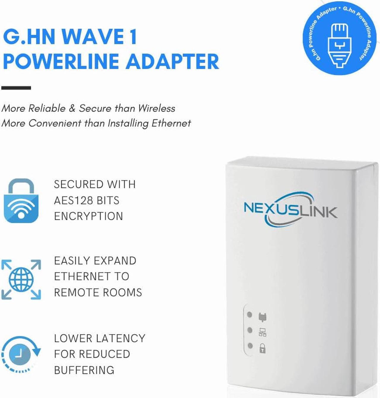 Alt view image 4 of 4 - NexusLink G.hn Powerline Ethernet Adapter | 1.2 Gbps | Single Device (GPL-1200)