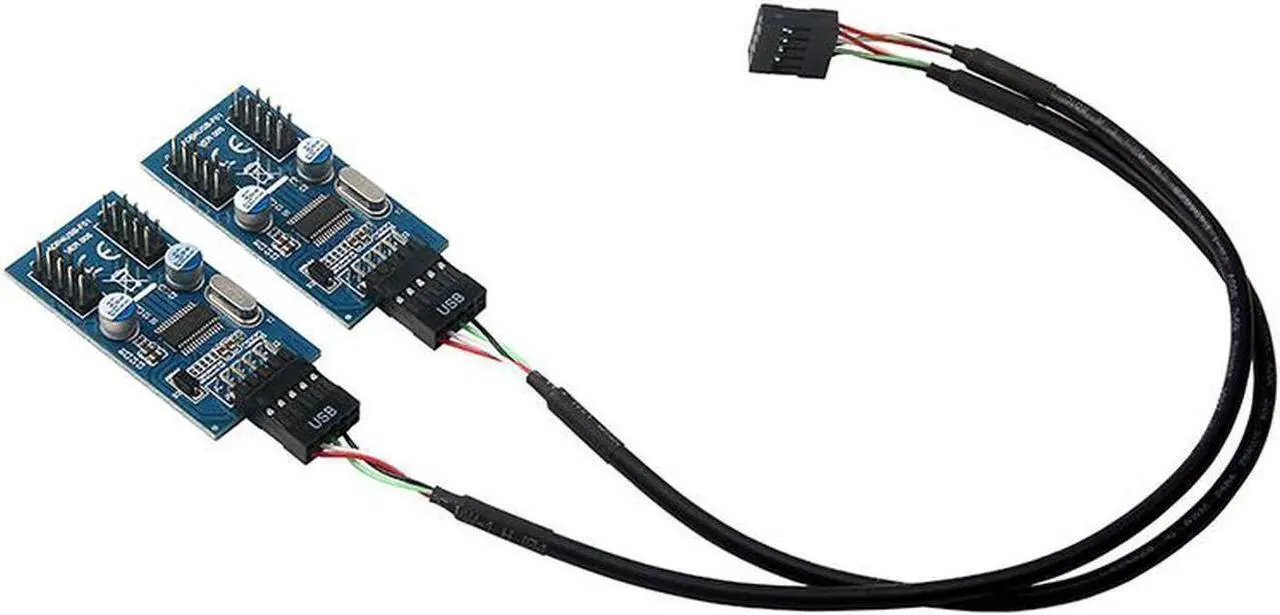 Alt view image 2 of 4 - Motherboard USB 2.0 9pin Header 1 to 4 Extension Hub Splitter Adapter - Converter MB USB 2.0 Male to 2 Male - 30CM USB 9-pin Internal Cable
