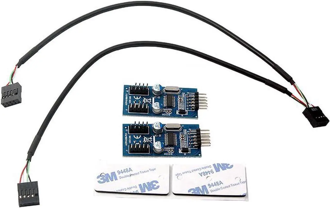 Alt view image 4 of 4 - Motherboard USB 2.0 9pin Header 1 to 4 Extension Hub Splitter Adapter - Converter MB USB 2.0 Male to 2 Male - 30CM USB 9-pin Internal Cable