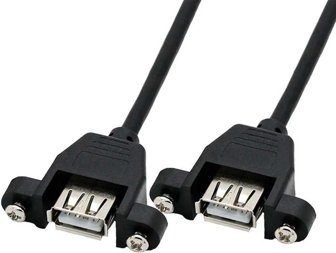 Alt view image 3 of 3 - Panel Mount USB 2.0 Cable - Motherboard USB 9Pin to 2 USB A Female Splitter Cable w/ Screws - 1.64FT,Black