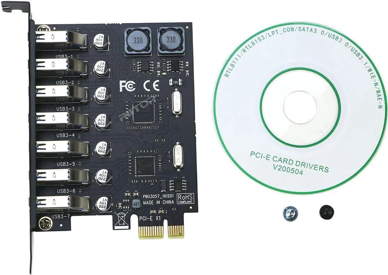 Alt view image 7 of 7 - PCIE USB 3.0 Card 7 Ports High Speed 5Gbps, RIITOP PCI-E Expree to USB3 Expansion Adapter Card Controller for Windows 11/10/8/7/XP/Vista (NOT for 2U Case)