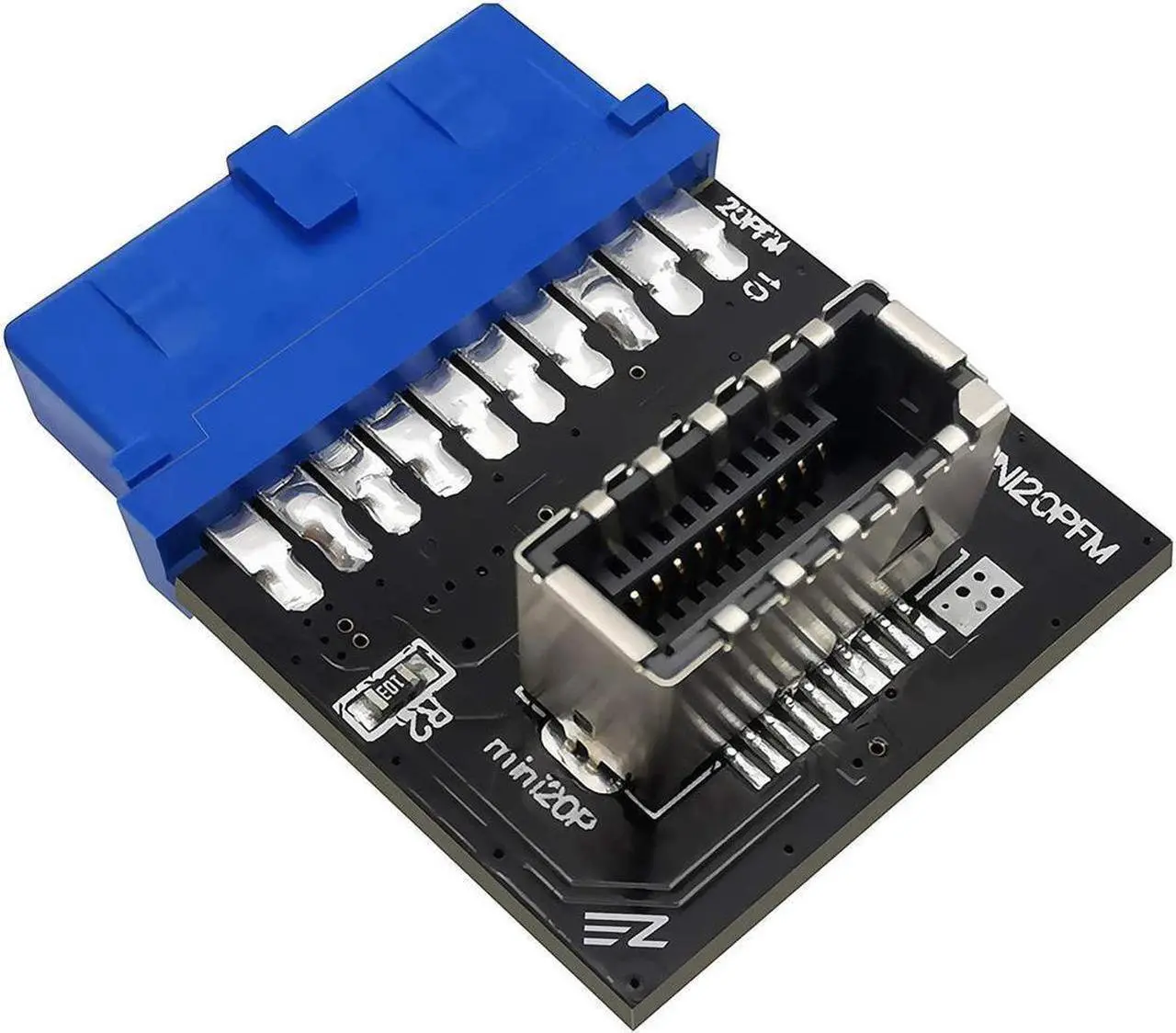 Alt view image 2 of 6 - USB 3.0 (3.1 Gen 2) Internal (19-Pin) Header to USB 3.1/3.2 Type-C (20-Pin) A-Key Front Panel Adapter