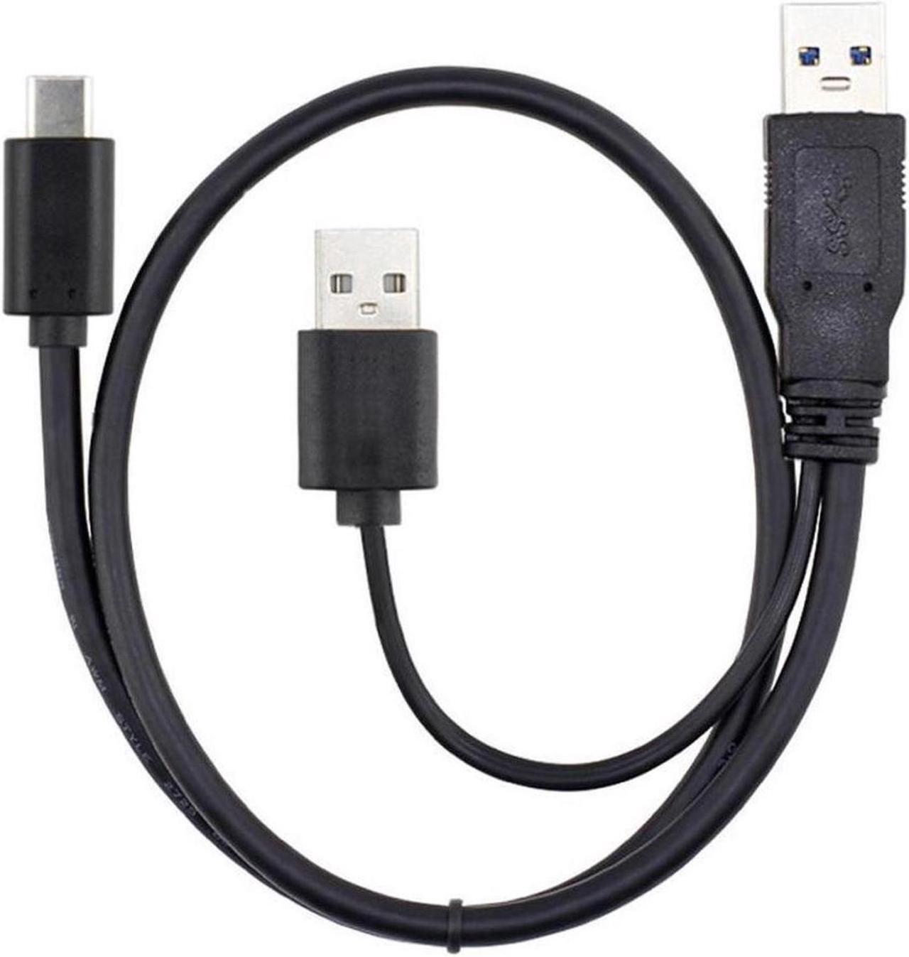 Alt view image 2 of 3 - Type-C USB-C to USB 3.0 Male & USB 2.0 Dual Power Data Y Cable for Laptop & Disk