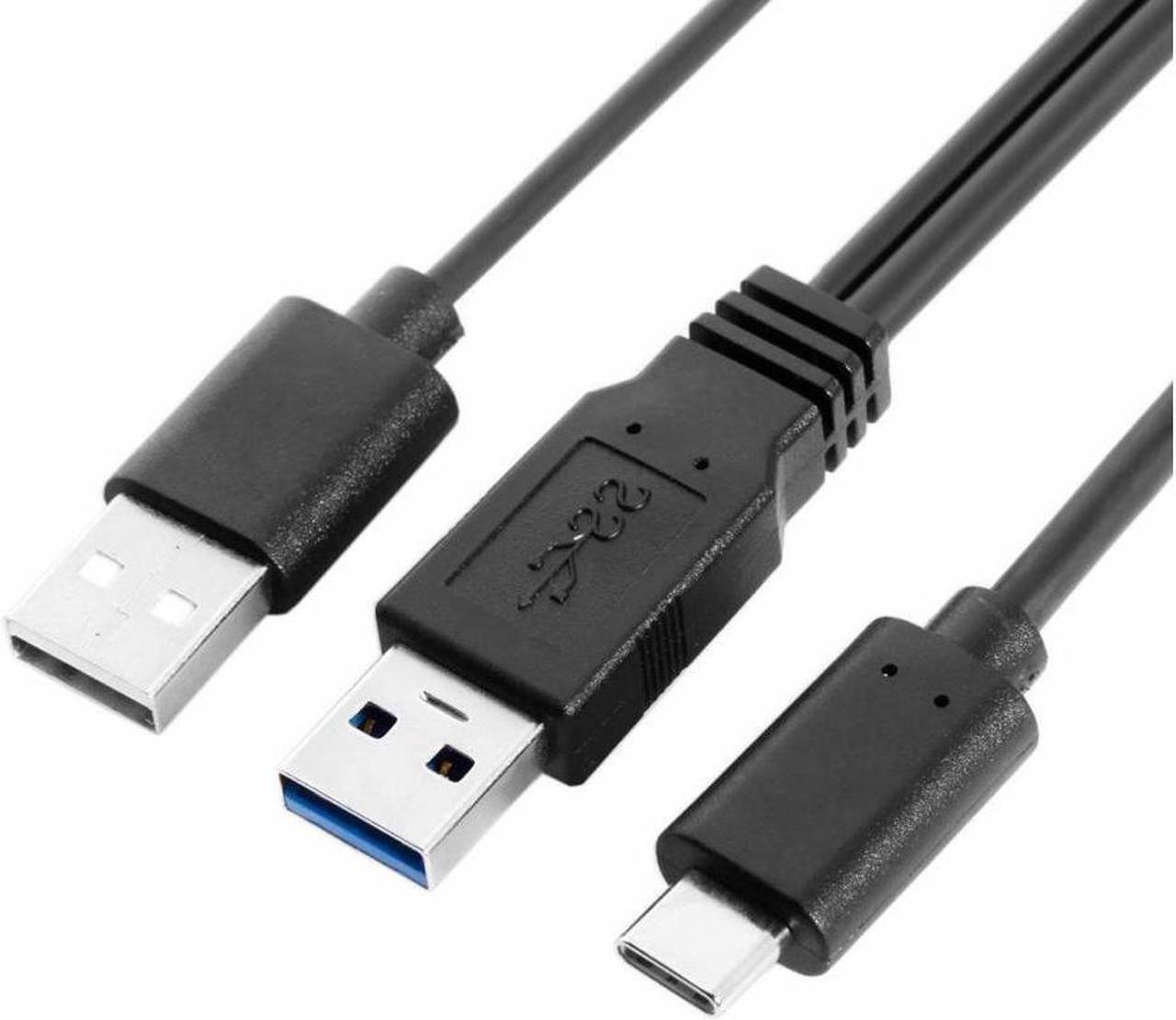 Alt view image 3 of 3 - Type-C USB-C to USB 3.0 Male & USB 2.0 Dual Power Data Y Cable for Laptop & Disk