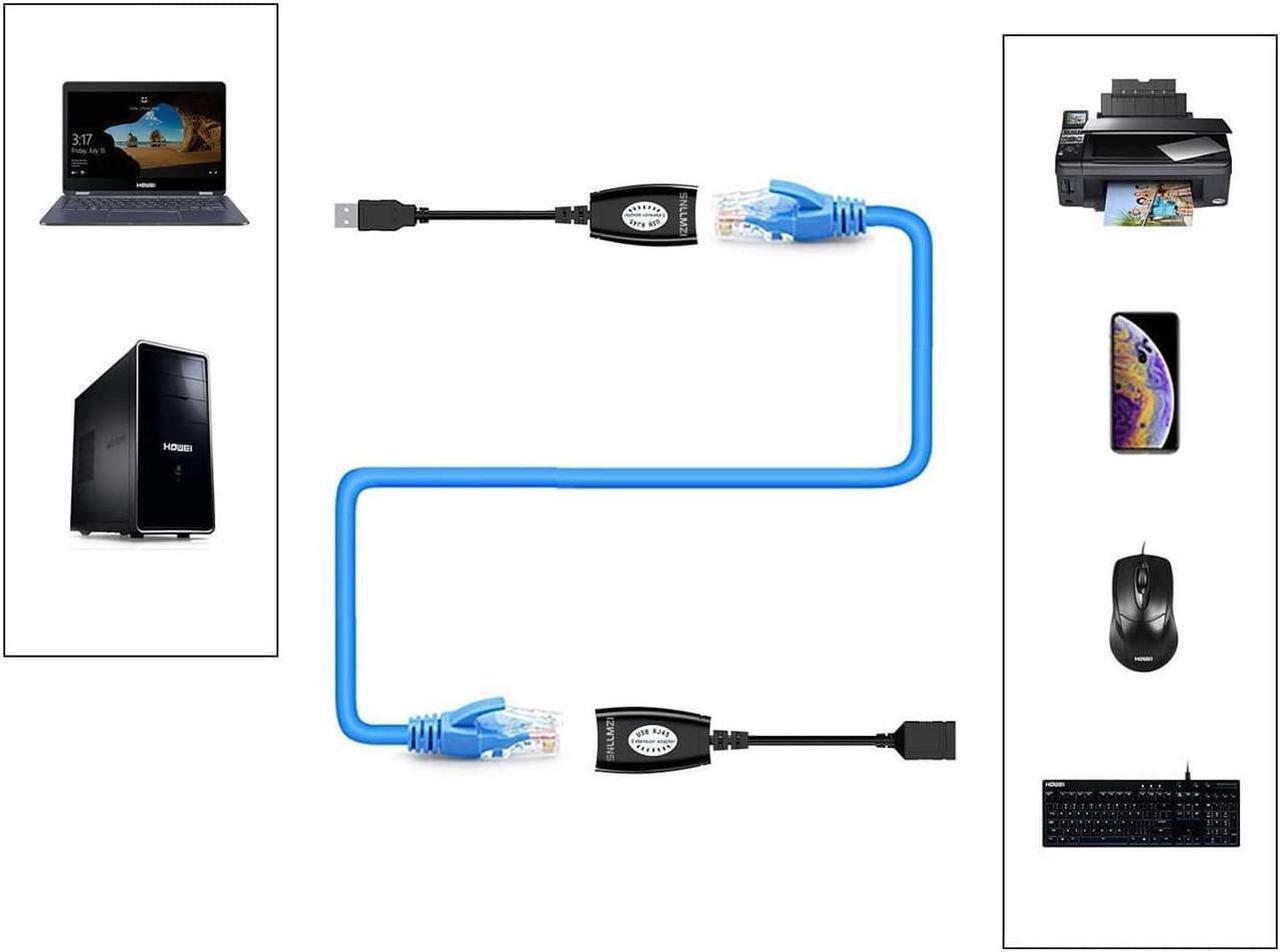 Alt view image 5 of 7 - USB to cat5 Adapter USB Over RJ45 Ethernet for Cat6/5/5e Extension Cable Adapter USB 2.0 Extender Over Cat Extender Cable Adapter