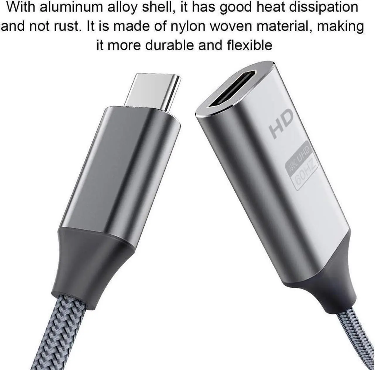 Alt view image 2 of 6 - USB C to HDMI Adapter, USB C Male to HDMI Female Cable HDMI to USB C Converter Compatible for MacBook, iPad Pro, Pixelbook, XPS, Galaxy, and More