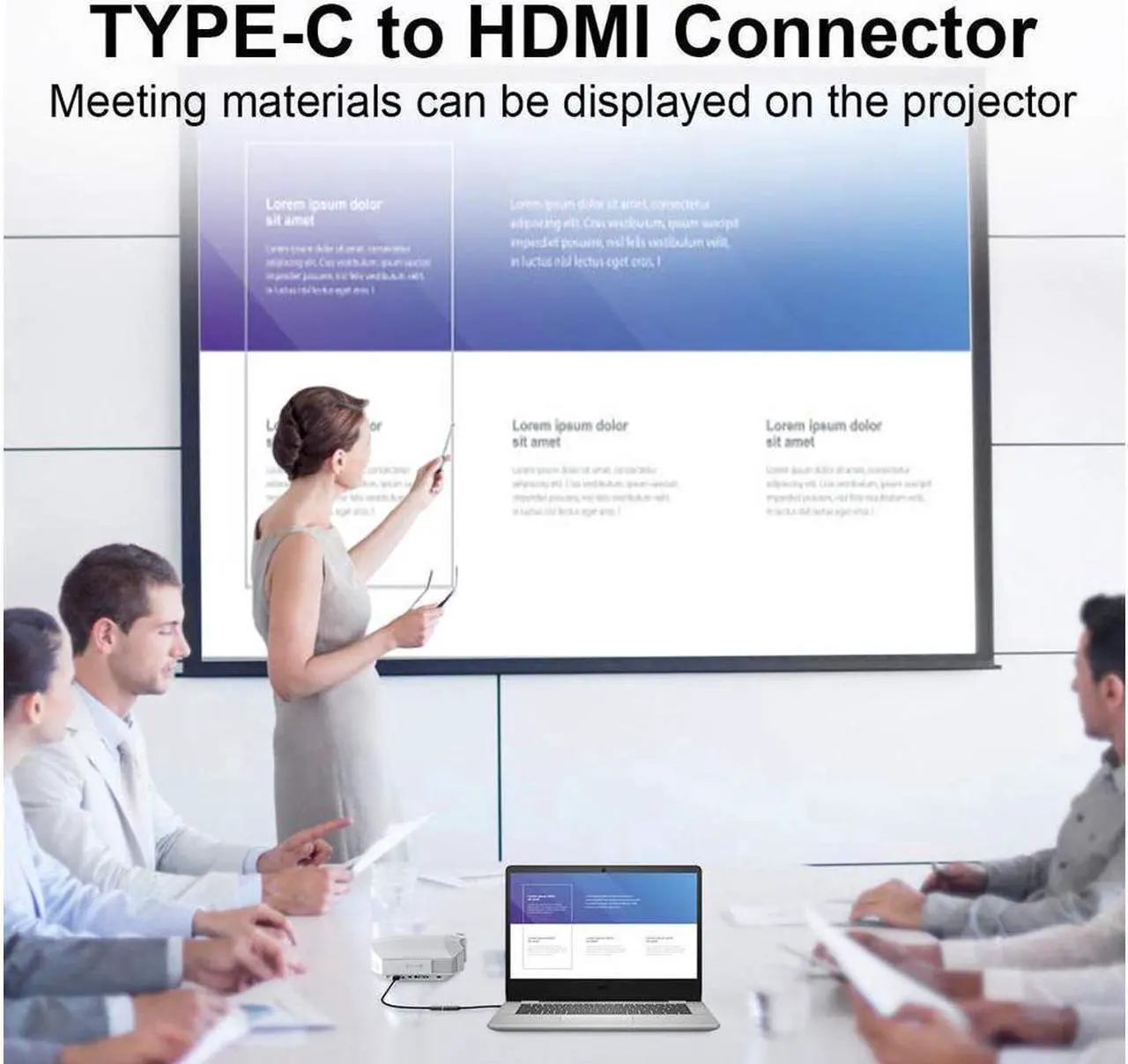 Alt view image 4 of 6 - USB C to HDMI Adapter, USB C Male to HDMI Female Cable HDMI to USB C Converter Compatible for MacBook, iPad Pro, Pixelbook, XPS, Galaxy, and More