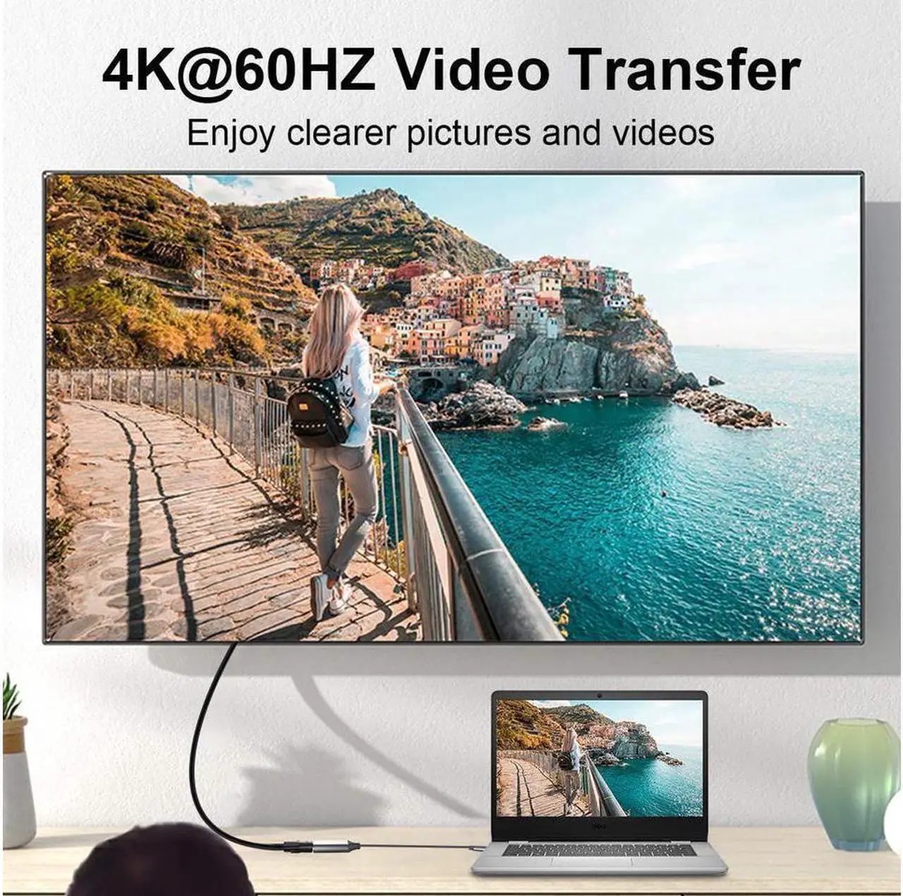 Alt view image 5 of 6 - USB C to HDMI Adapter, USB C Male to HDMI Female Cable HDMI to USB C Converter Compatible for MacBook, iPad Pro, Pixelbook, XPS, Galaxy, and More