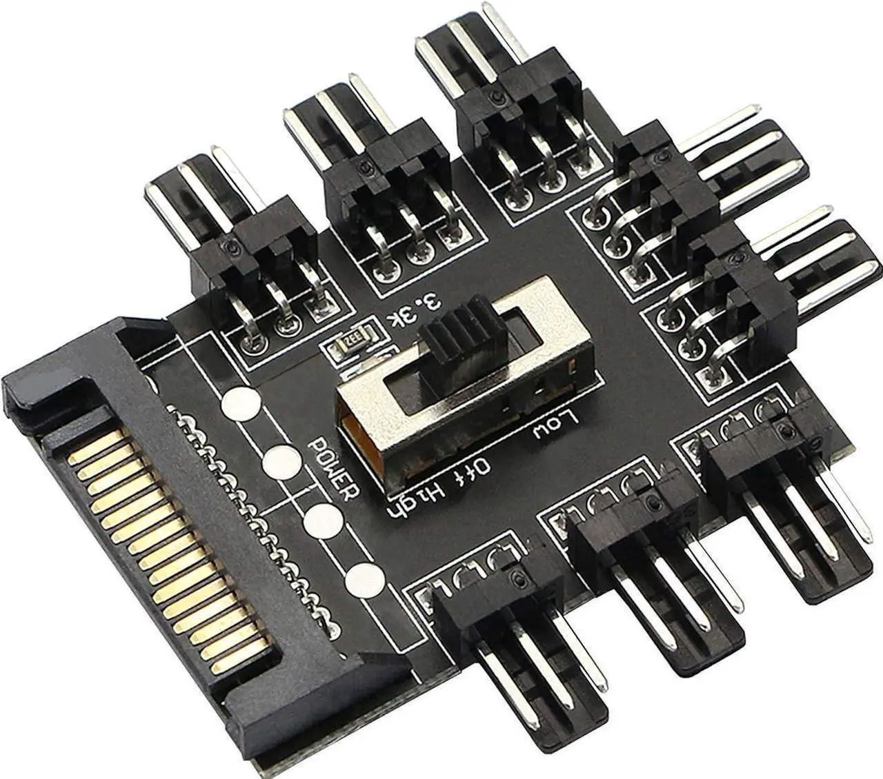 Main image of Chassis Fan Hub, SATA 1 to 8 Way12V 3 PIN Cooling Fan Splitter Controller Hub 3 Pin PWM for PC Desktop Computer Motherboard(12V 3-Pin)