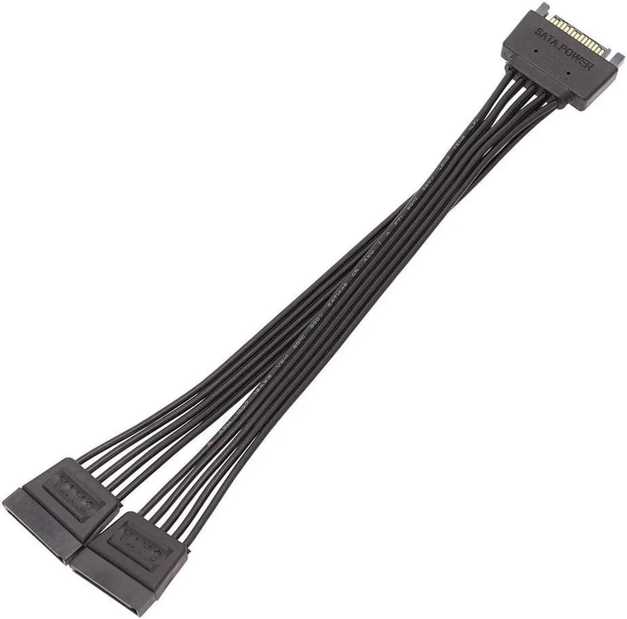 Alt view image 2 of 2 - SATA 15Pin Male to Female Power Extension Cable HDD SSD Power Supply Cable SATA Power Cable for PC 20CM 5Wires 1 to 2