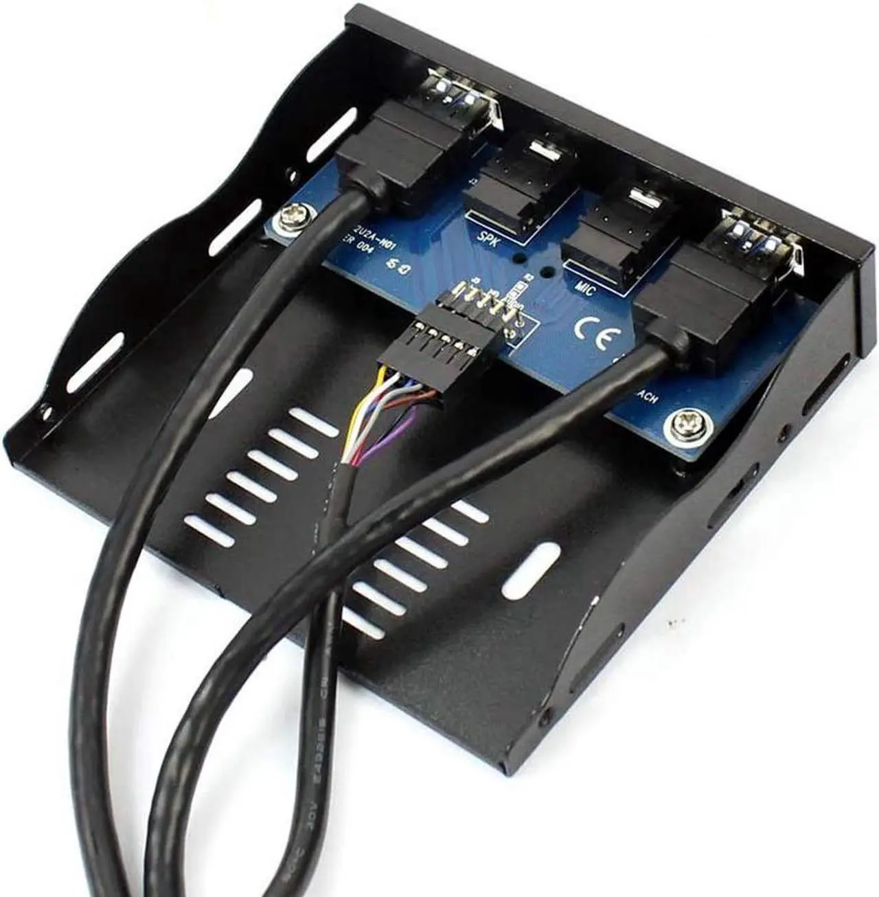 Alt view image 3 of 5 - 3.5" Front Panel USB 3.0 Hub, Motherboard 20 Pin to 2 Ports USB 3.0 Splitter, HD Audio Mic Connector Adapter with Internal Floppy Bay Bracket - 2 Feet Cables