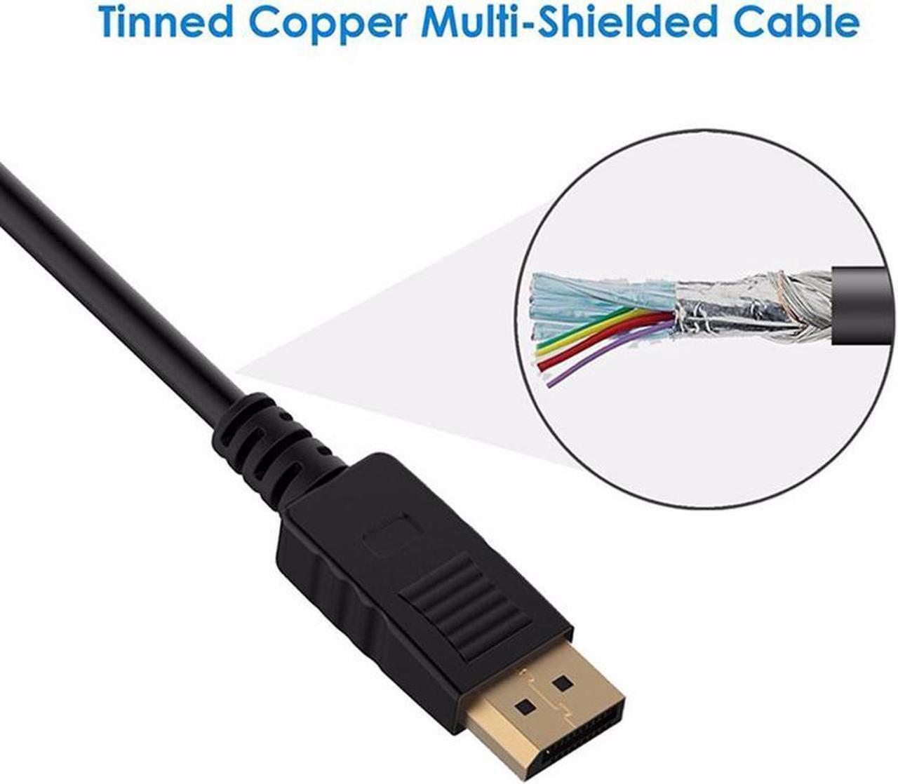 Alt view image 2 of 7 - DisplayPort to DVI Adapter, Dp Display Port to DVI Converter Male to Male Gold-Plated Cord 6 Feet Black Cable for HP and Other Brand