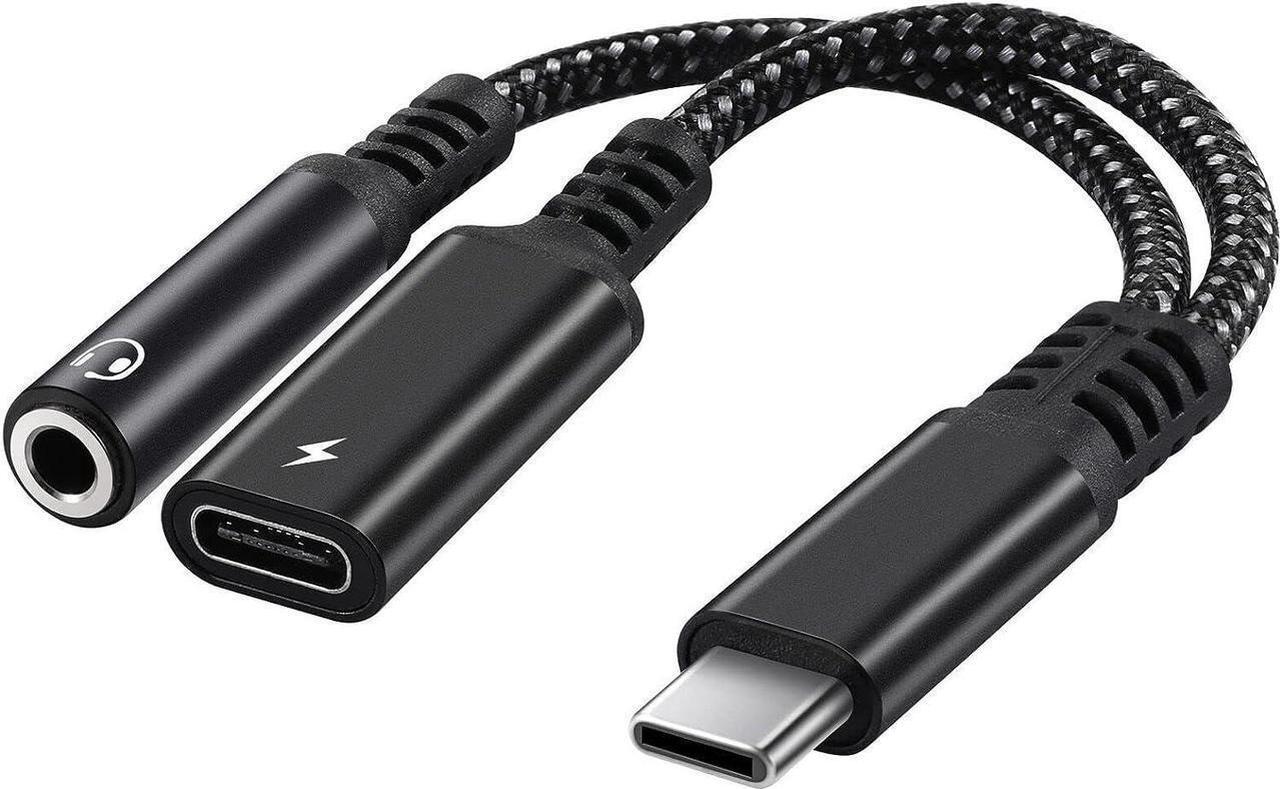 Main image of FOR USB C to 3.5mm Audio Adapter 2-in-1 Splitter with PD Charger Cable Type C to 3.5 mm Aux Jack Headphones Cord and 60W Fast Charging Port Wire (Black)