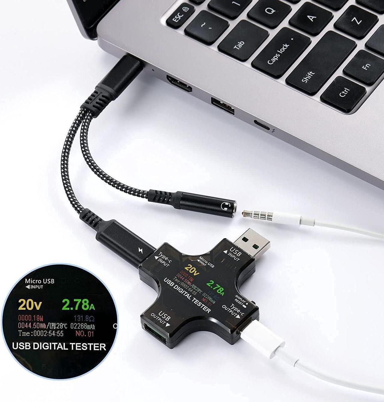 Alt view image 4 of 4 - FOR USB C to 3.5mm Audio Adapter 2-in-1 Splitter with PD Charger Cable Type C to 3.5 mm Aux Jack Headphones Cord and 60W Fast Charging Port Wire (Black)