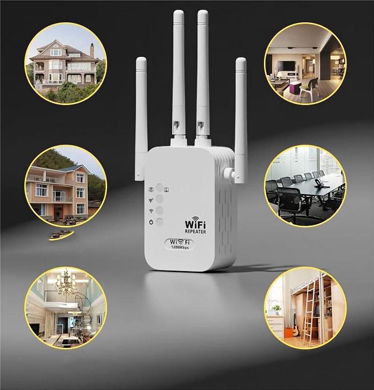 Alt view image 2 of 6 - WiFi Extender, WiFi Booster and Signal Amplifier up to 8470Sq.ft, 1200Mbps Wirless WiFi Extenders Signal Booster 5GHz & 2.4GHz for Home, Internet Booster, Repeater with Ethernet Port & Access Point