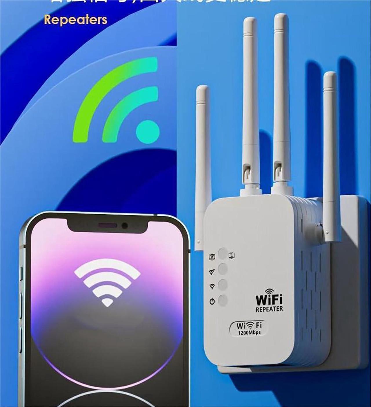 Alt view image 6 of 6 - WiFi Extender, WiFi Booster and Signal Amplifier up to 8470Sq.ft, 1200Mbps Wirless WiFi Extenders Signal Booster 5GHz & 2.4GHz for Home, Internet Booster, Repeater with Ethernet Port & Access Point