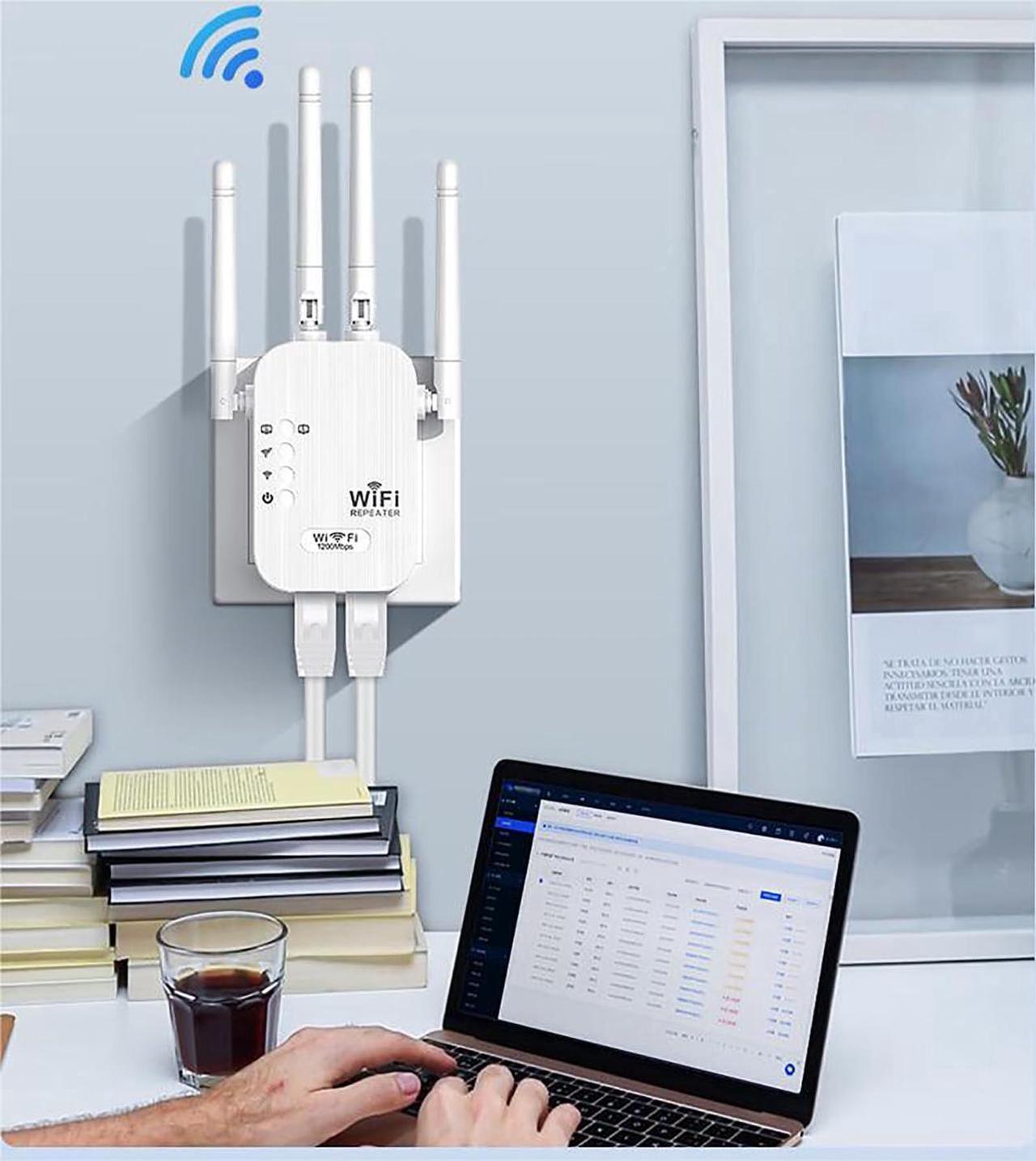 Alt view image 4 of 6 - WiFi Extender, WiFi Booster and Signal Amplifier up to 8470Sq.ft, 1200Mbps Wirless WiFi Extenders Signal Booster 5GHz & 2.4GHz for Home, Internet Booster, Repeater with Ethernet Port & Access Point