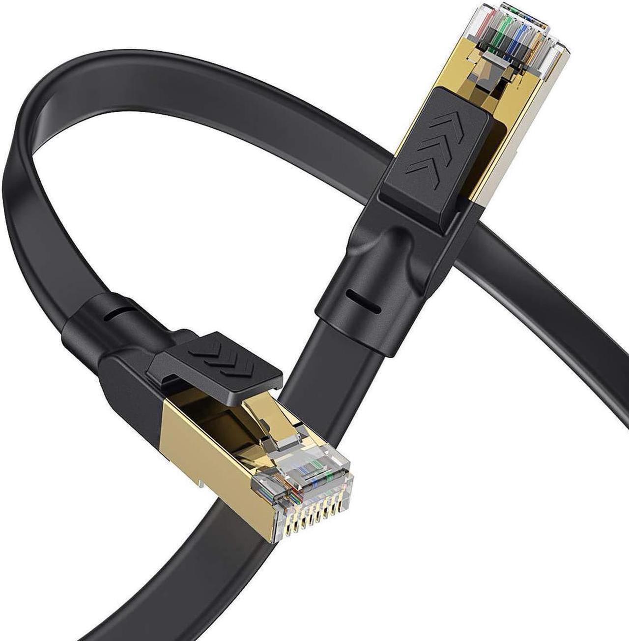 Main image of Cat 8 Ethernet Cable 16.4 ft, Flat Ethernet Cable Internet Cable LAN Cable High Speed Ethernet Cables - Faster Than Cat7/Cat 6e Ethernet Cable