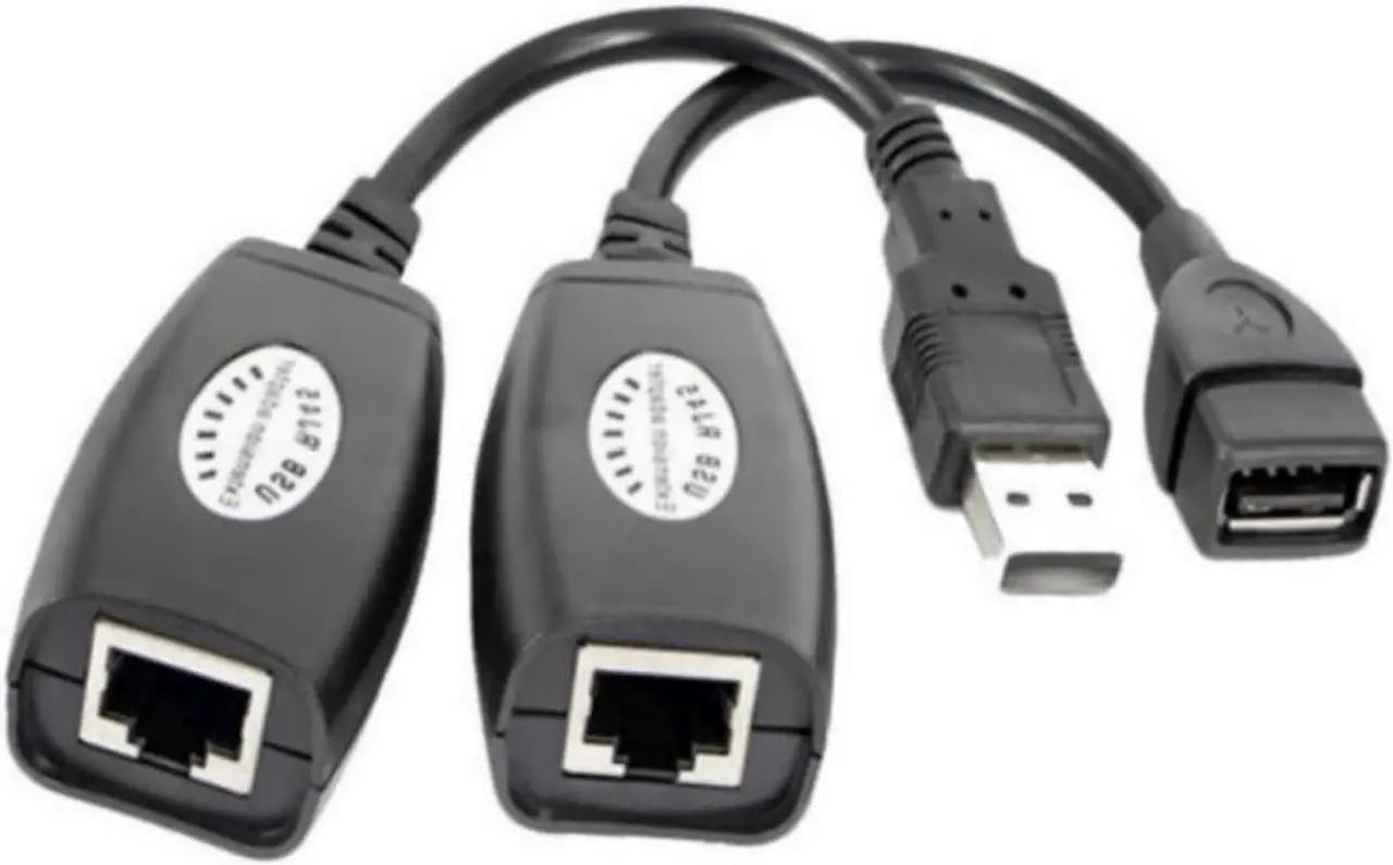 Main image of Cable Computer RJ45 Cable USB Extension Extender Adapter Up To 150ft Using CAT5 RJ45 LAN Cable