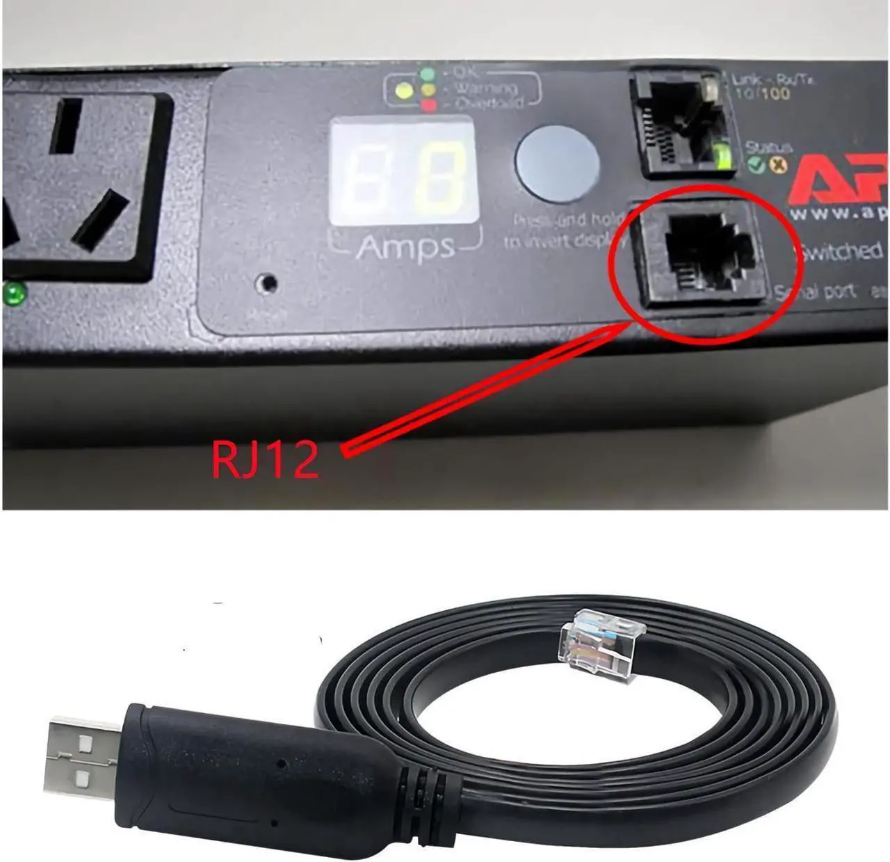 Alt view image 5 of 5 - USB to RJ12 Adapter Console Cable for APC PDU Cable 940-0144 Replacement, Compatible with APC Metered and Switched Rack PDU AP78xx, AP79xx, AP86xx, AP88xx, AP89xx, AP77xx
