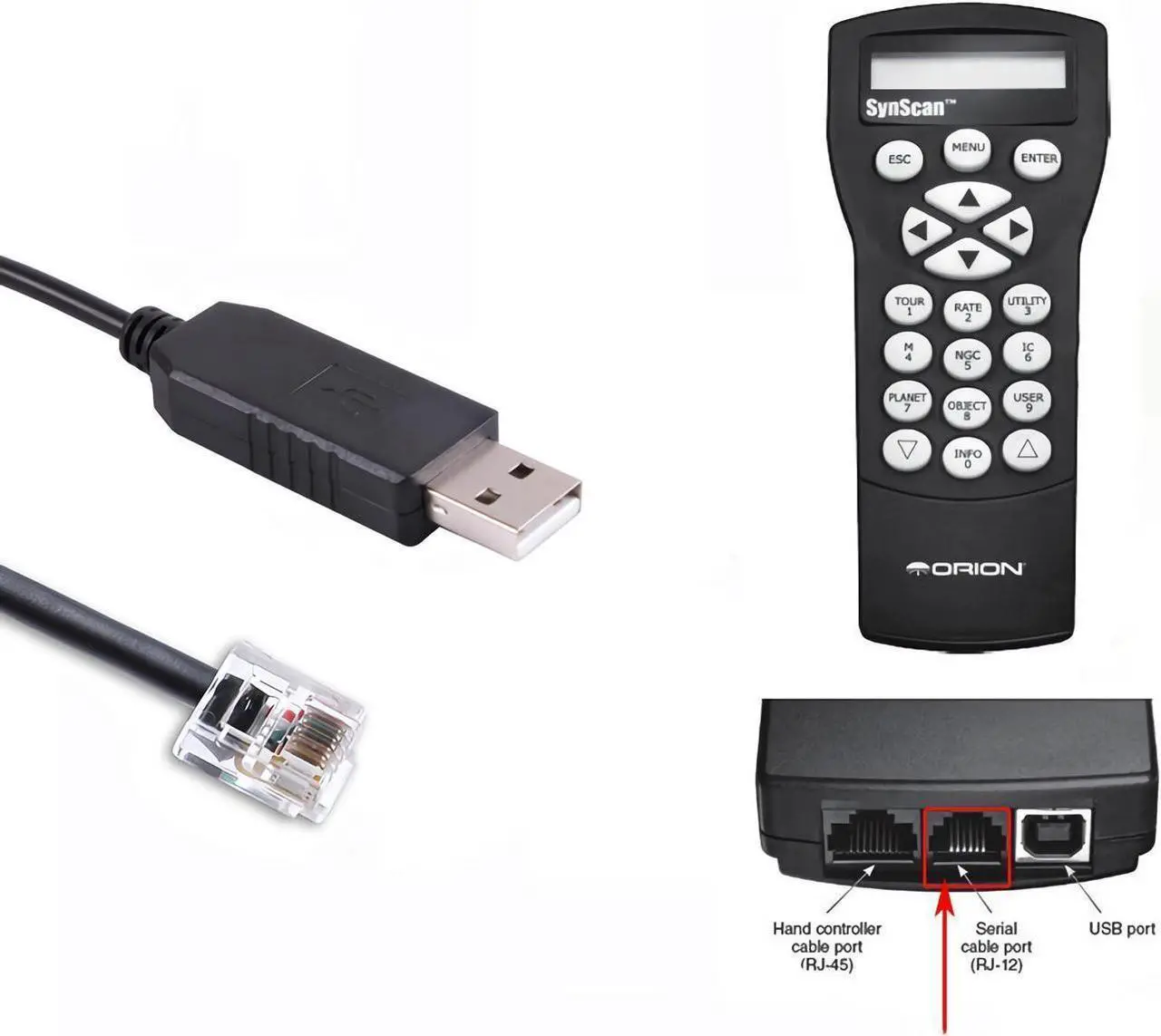 Alt view image 5 of 6 - USB RJ12 Upgrade cable Compatible with Skywatcher Telescope Synscan HC(Hand Controller),Connect Handset to PC,USB to RJ11/RJ12 6P4C Console Cable,6ft