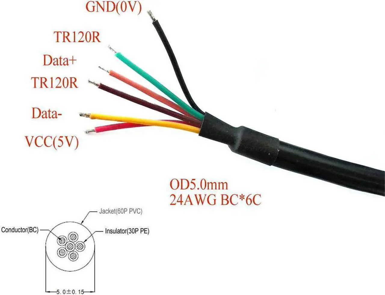 Alt view image 2 of 5 - FTDI USB-RS485-WE USB to RS485 Serial Converter Cable with TX/RX LEDs, Wire End,1.8m
