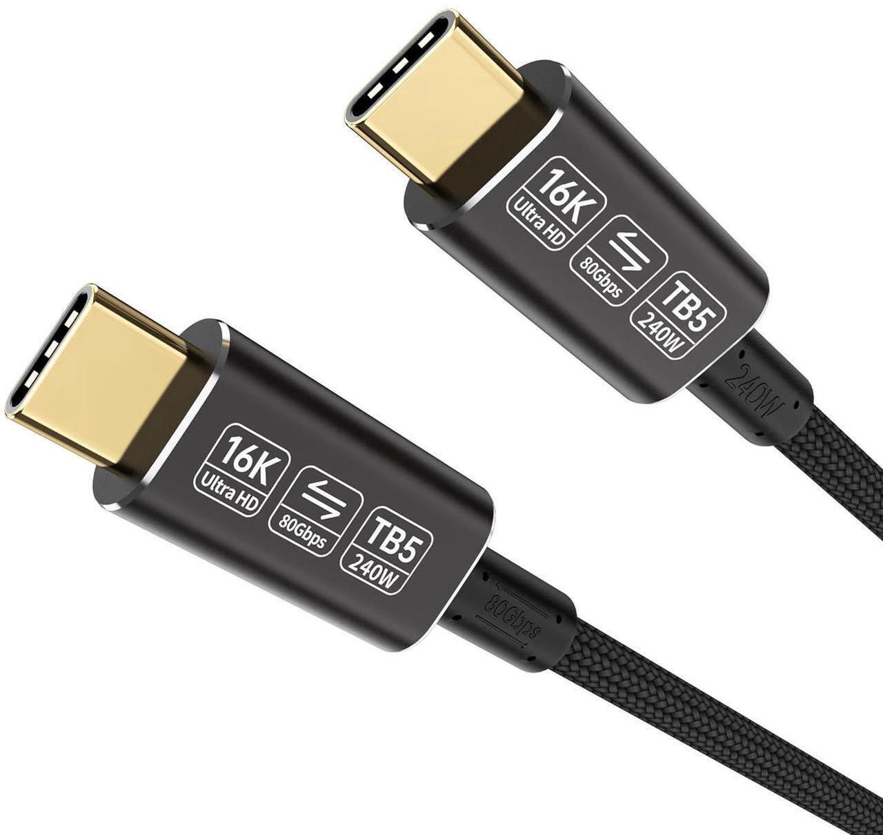 Main image of 6.6 ft USB 5 Cable, USB-C to USB-C, 80 Gbps Data Transfer, Dual 8K Video, 240W Charging, Compatible with Thunderbolt 5/4/3, Laptop, Desktop, Gaming Console, Smartphone