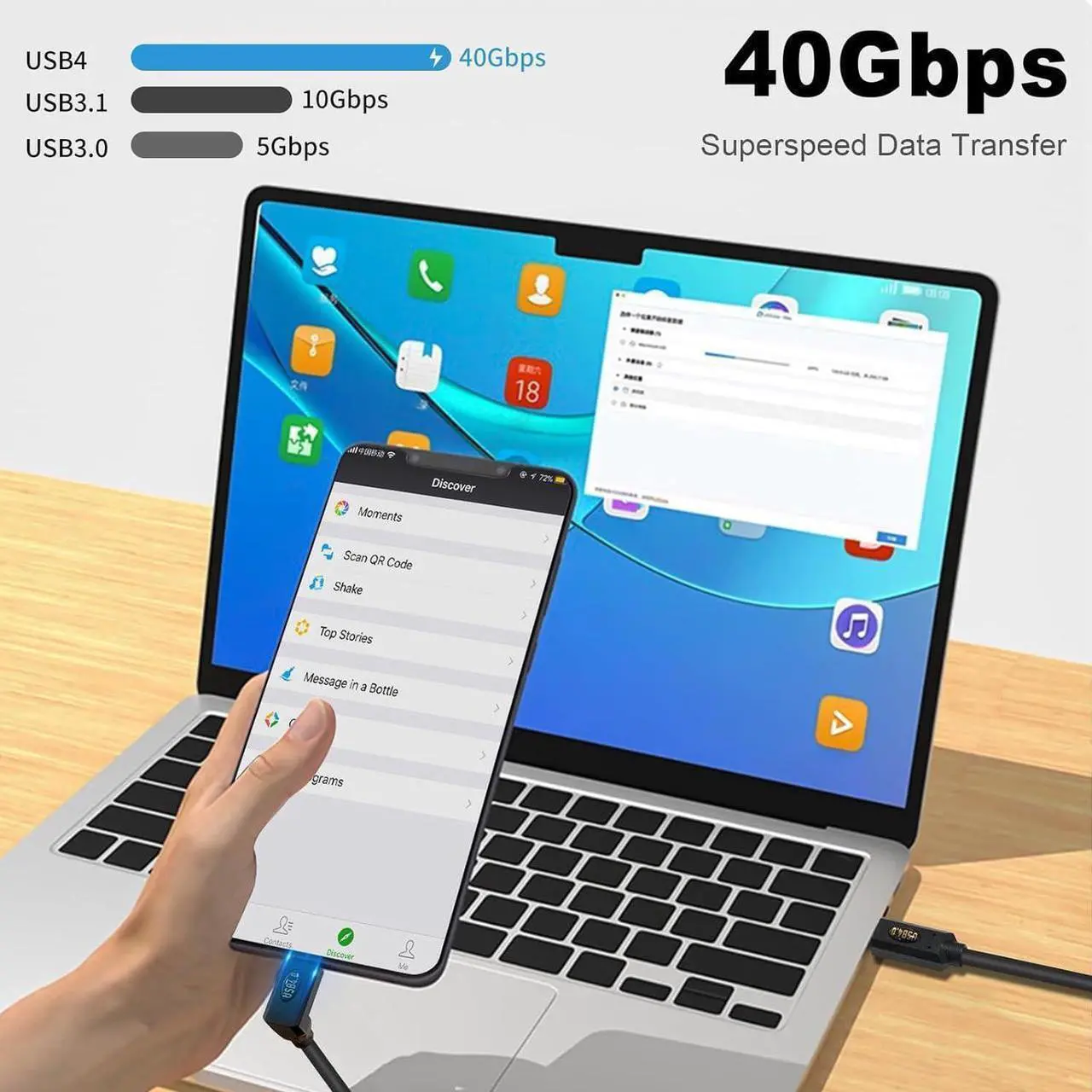 Alt view image 5 of 6 - USB C to USB C Cable Short 1ft, 90 Degree Type C to Type C Cable, 240W Fast Charging, 40Gbps Data, 8K@60hz Video, Up Down Angle Thunderbolt 4 Cable for Steam Deck, Switch, MacBook