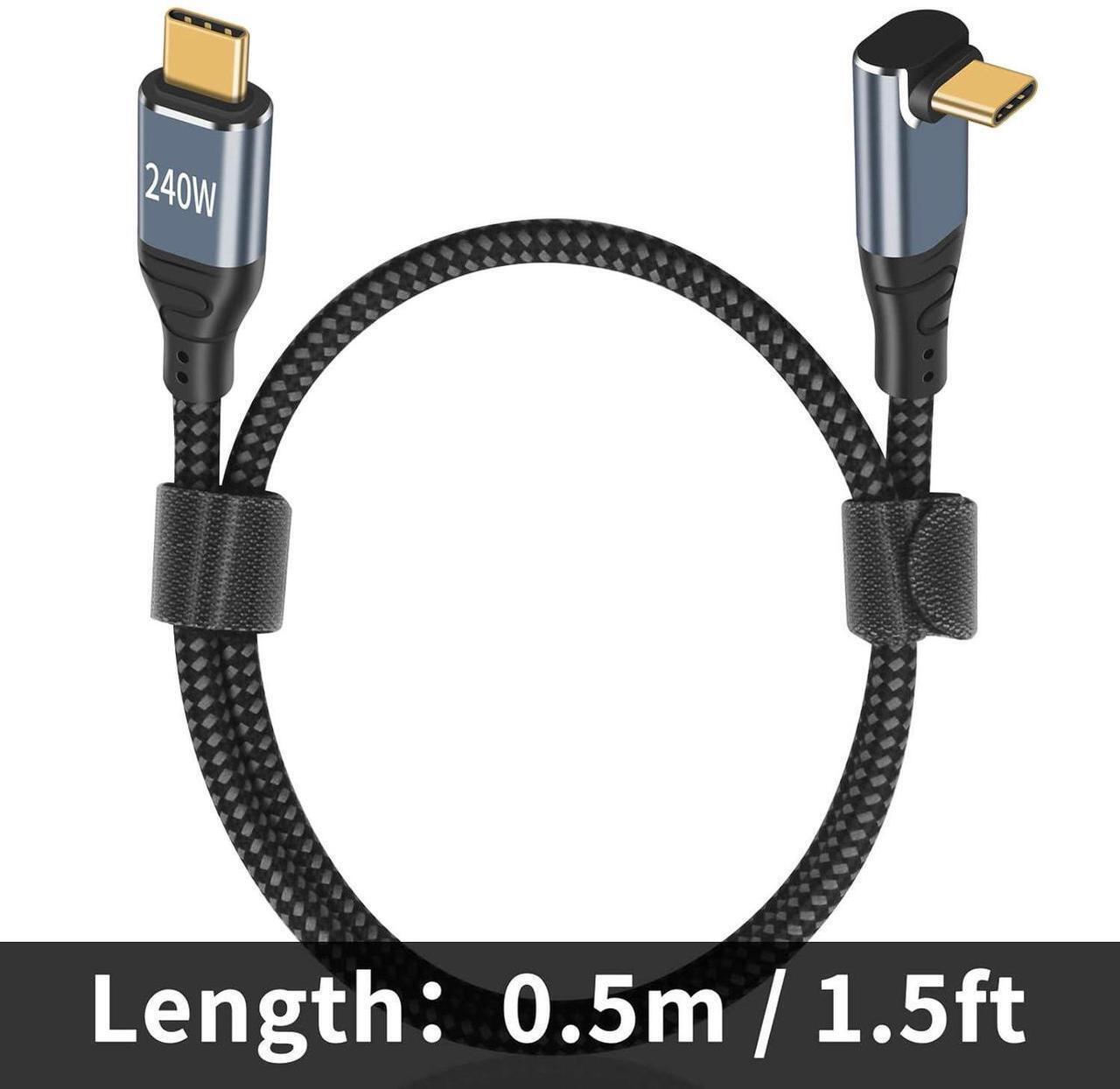 Alt view image 7 of 7 - USB C 90 Degree Cable 3.3ft, 240W Fast Charging PD 3.1 Type C to Type C Cable Short Braided 3A 90 Degree Up Down Angle USB C Cable for iPad Pro Galaxy Air MacBook