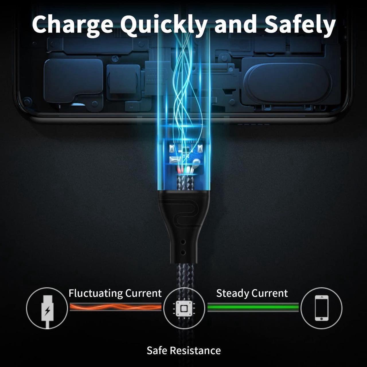 Alt view image 6 of 7 - USB C 90 Degree Cable 3.3ft, 240W Fast Charging PD 3.1 Type C to Type C Cable Short Braided 3A 90 Degree Up Down Angle USB C Cable for iPad Pro Galaxy Air MacBook
