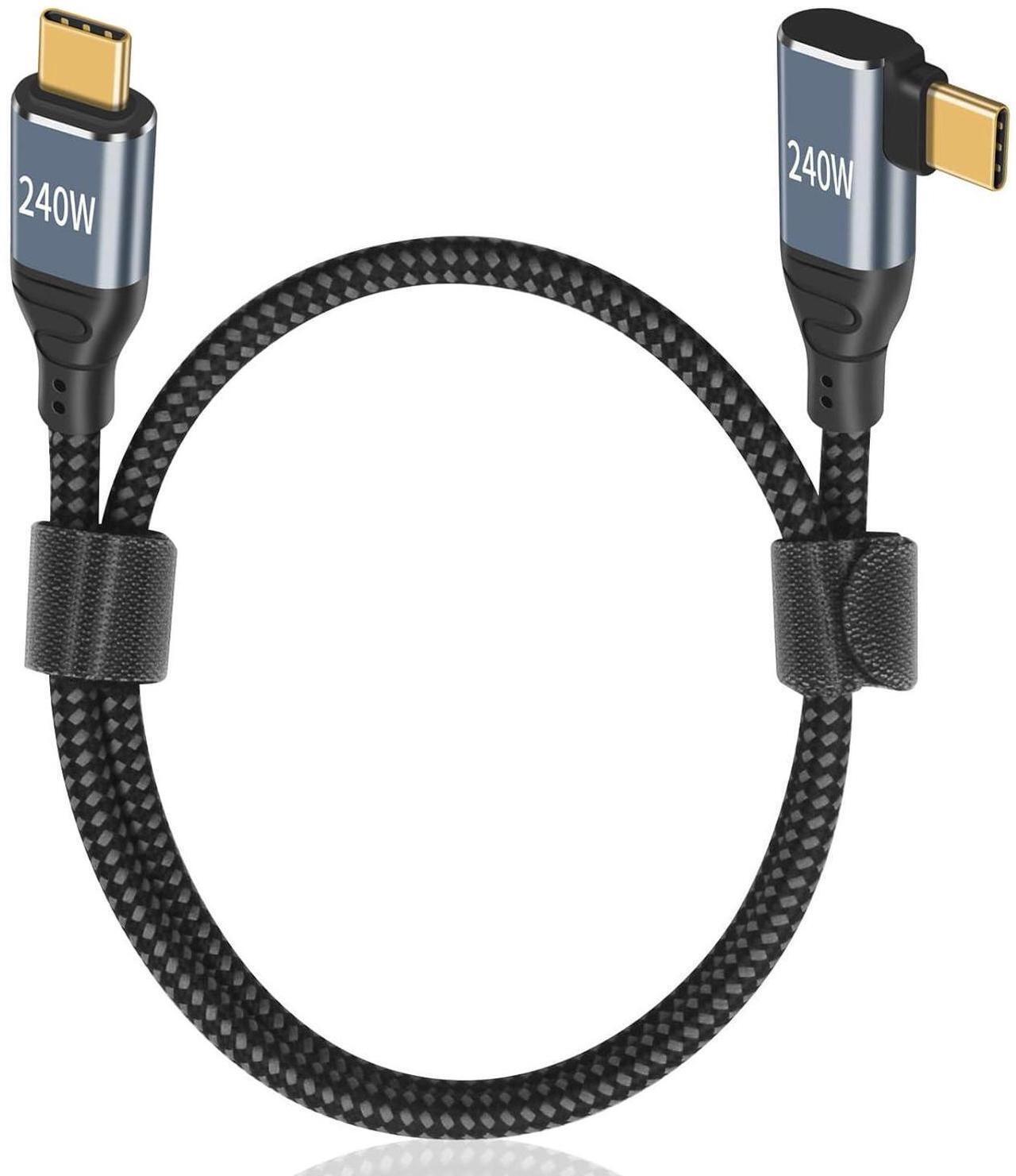 Main image of 240W USB C to USB C Cable 10 ft, Short Type C 90 Degree Charging Cable, Nylon Braided PD 3.1 Right Angle Fast Charger Cord Compatible for MacBook Pro, iPad Pro